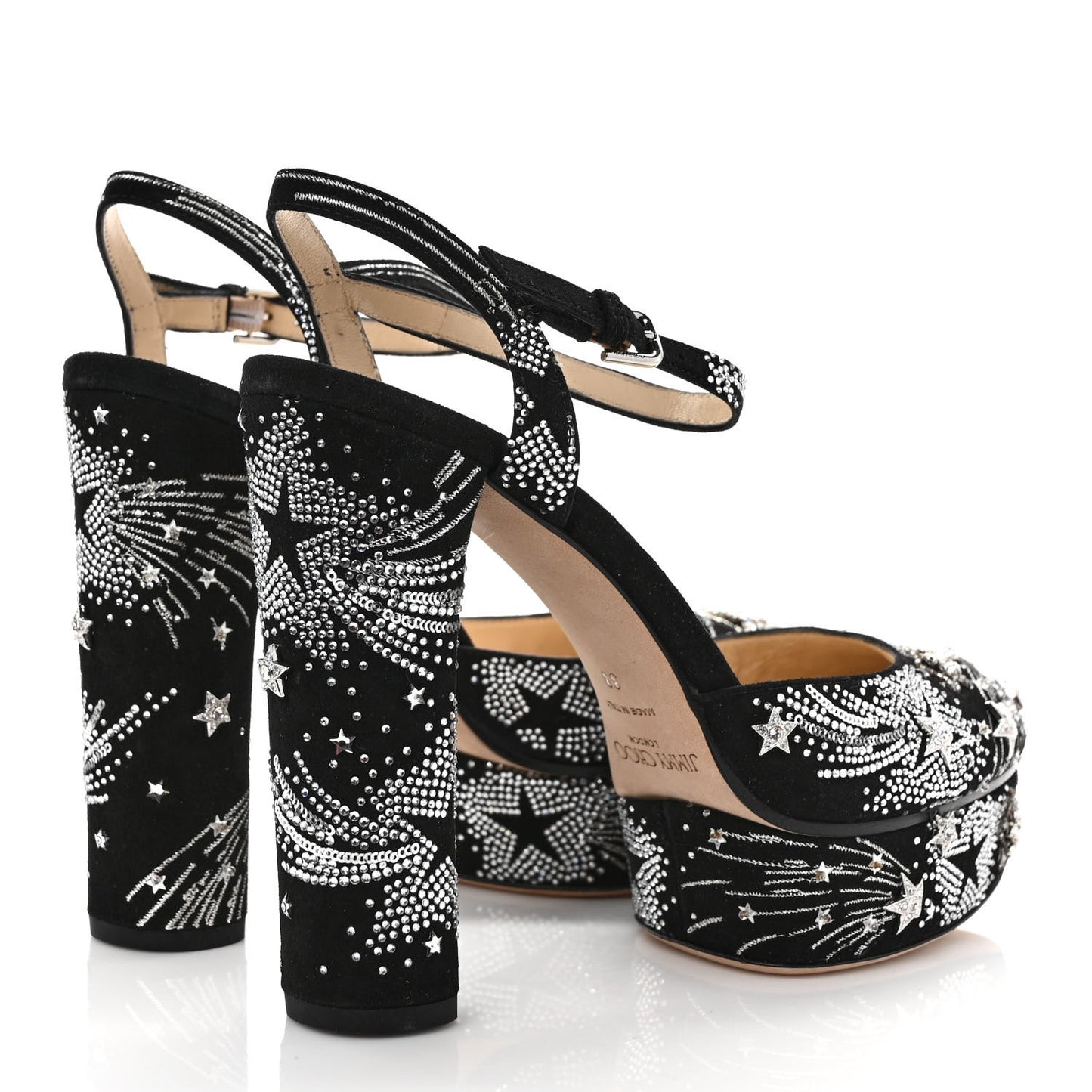 Suede Crystal Supernova Maple 125 Platform Pumps 39 Black