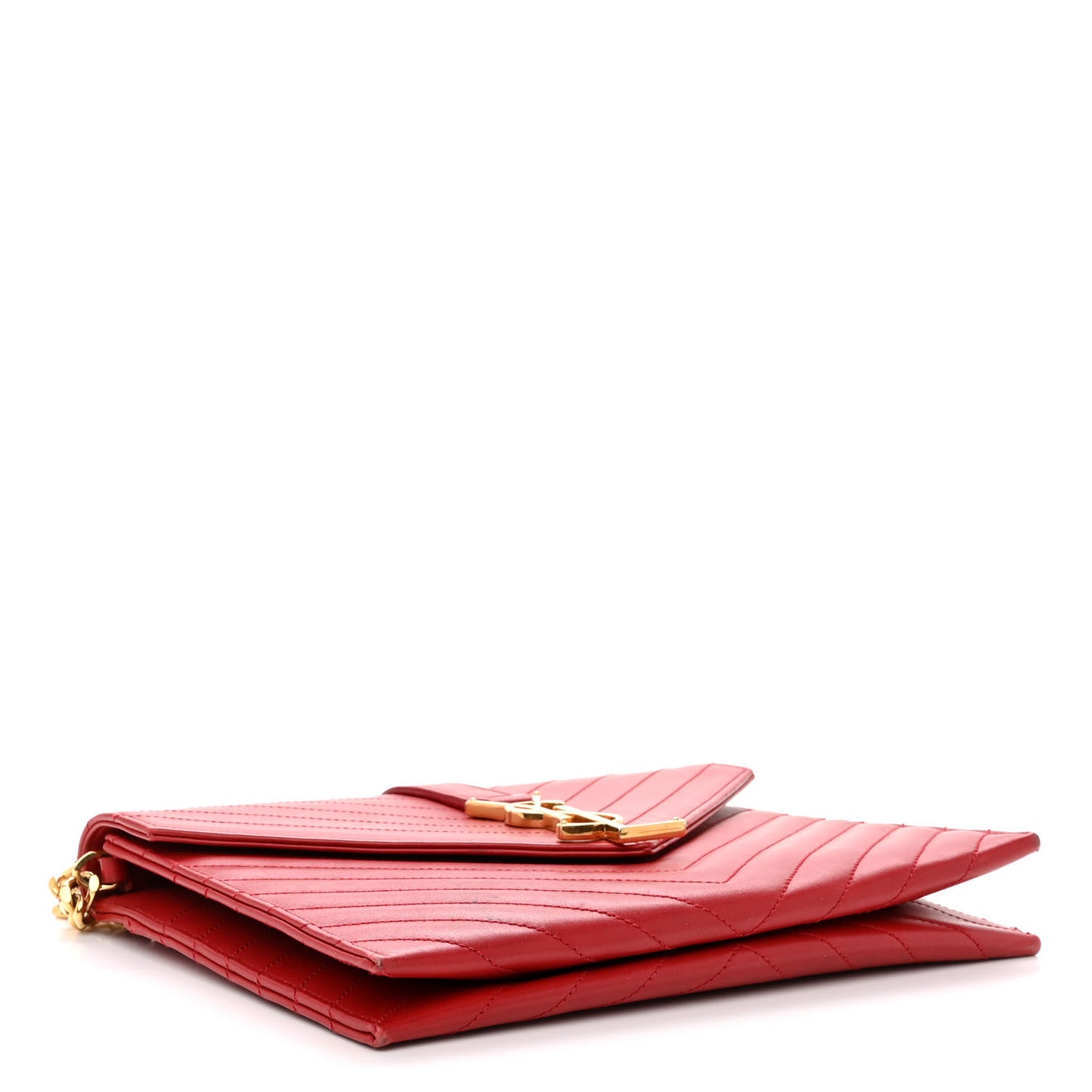 Calfskin Matelasse Chevron Medium Monogram Satchel Red