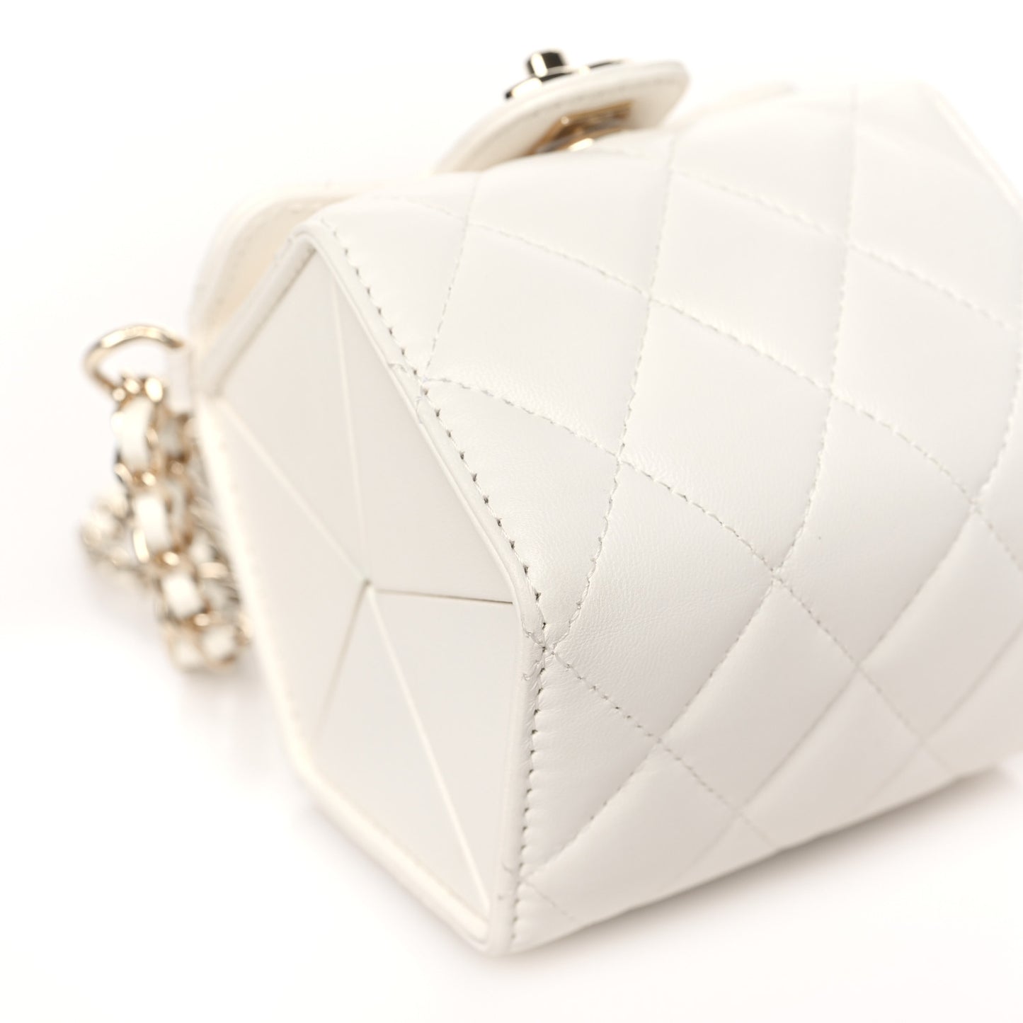 Lambskin Quilted Foldable Jewelry Box With Chain Black