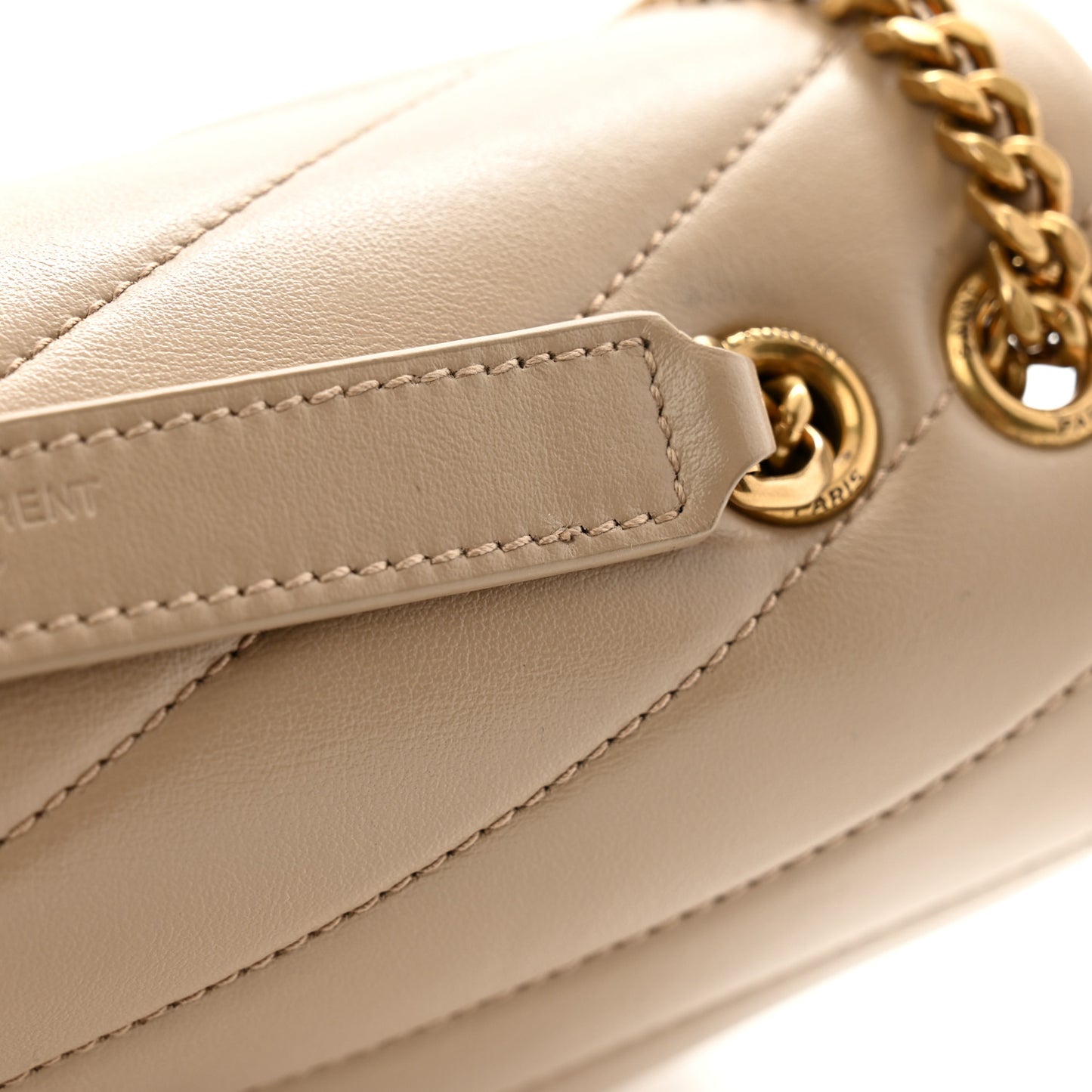 Calfskin Y Quilted Monogram Small Loulou Chain Satchel Dark Beige