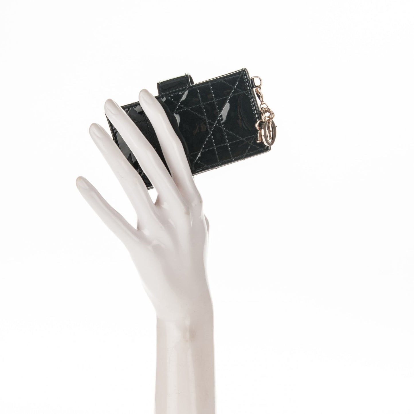 Patent Cannage Lady Dior 5-Gusset Card Holder Black
