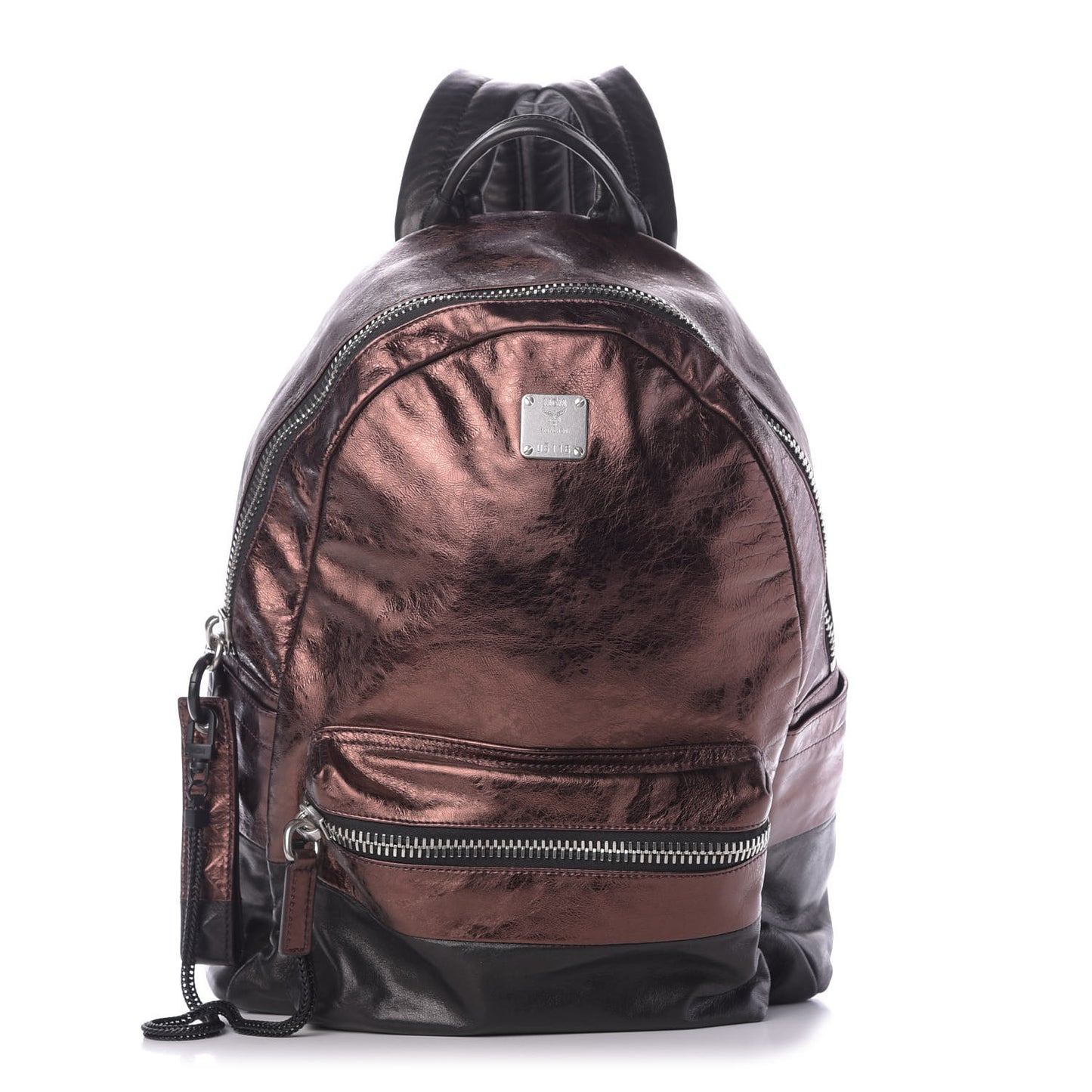 Calfskin Tumbler Colorblock Backpack Bronze Copper Black