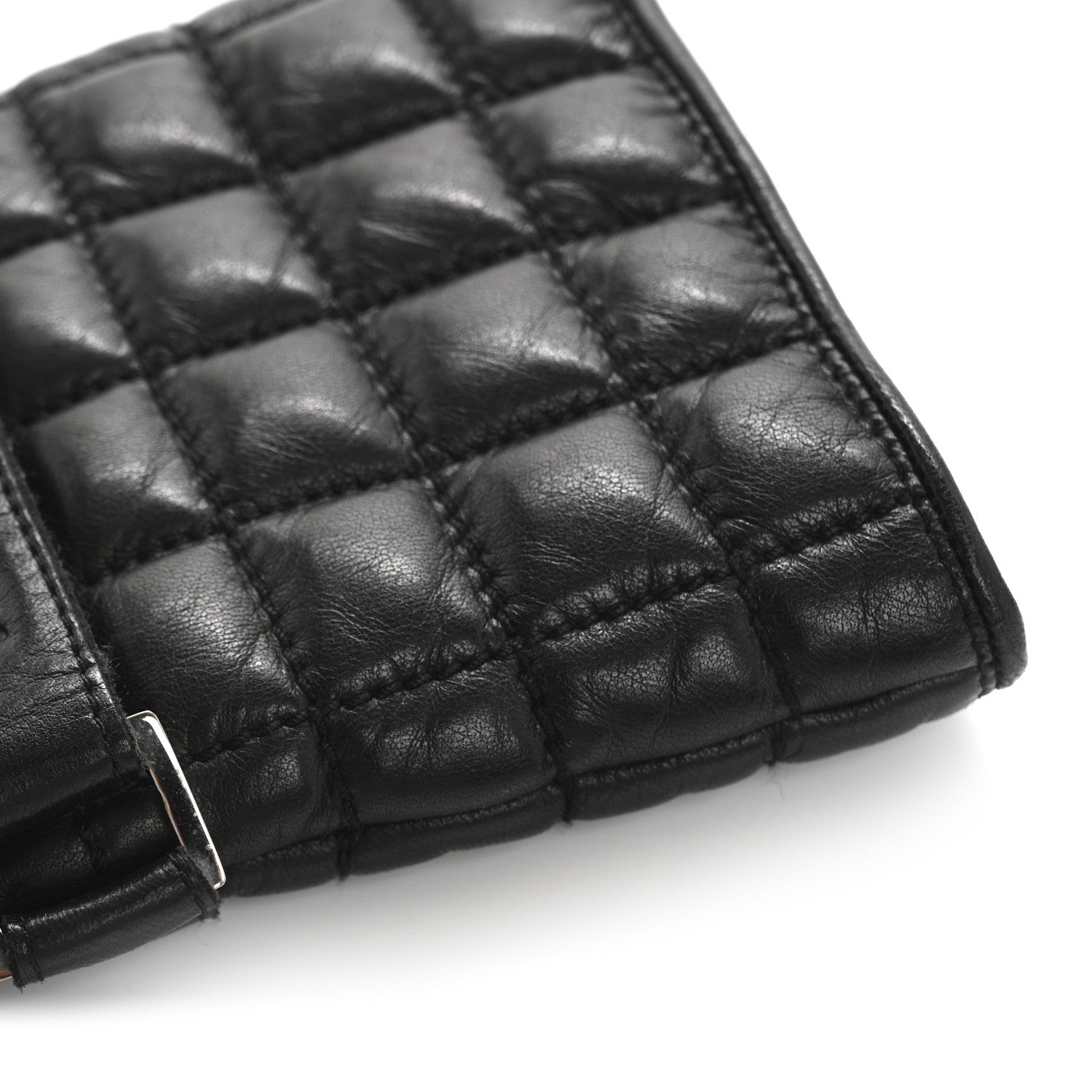 Chanel Lambskin Quilted Chocolate Bar Gloves 7 Black 6 of 8