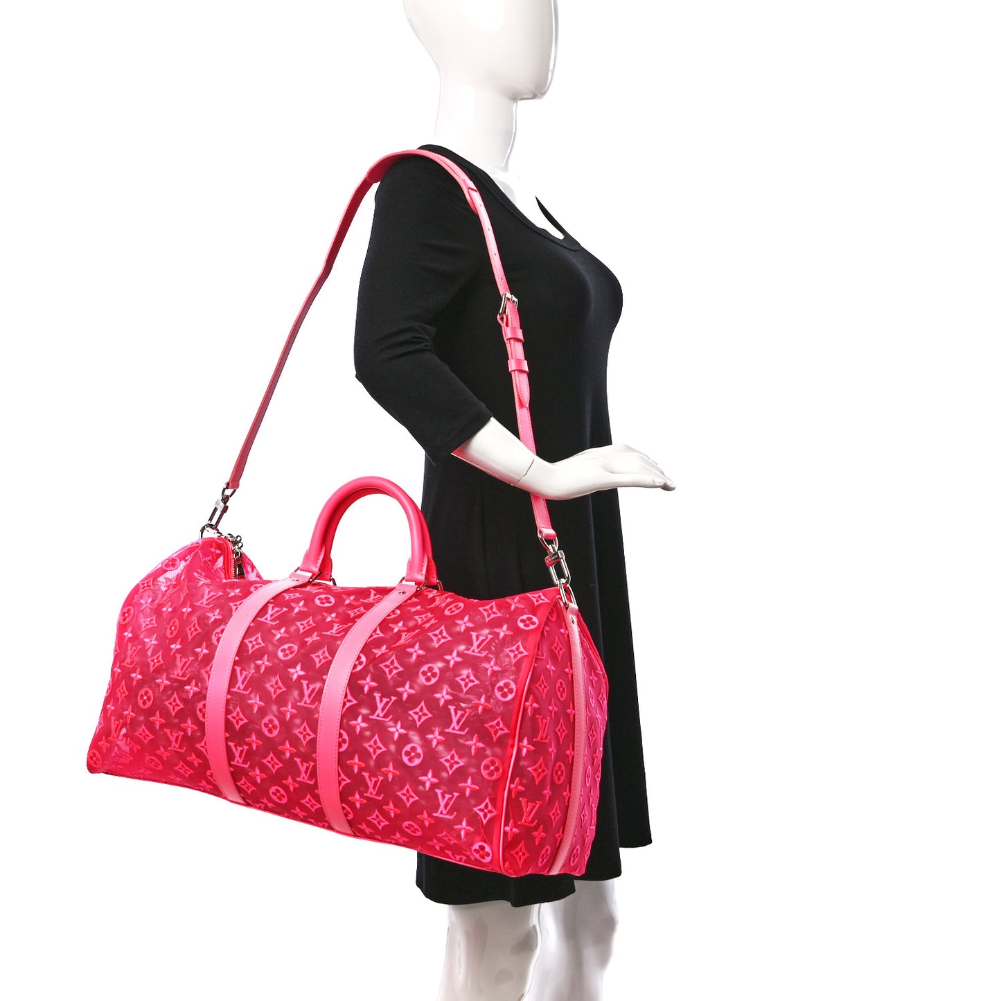 Monogram Fluo See Through Keepall Bandouliere 50 Rose