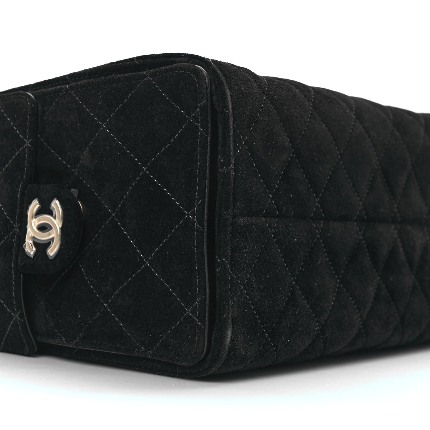 Suede Quilted Small Chanel 25 Handbag Black