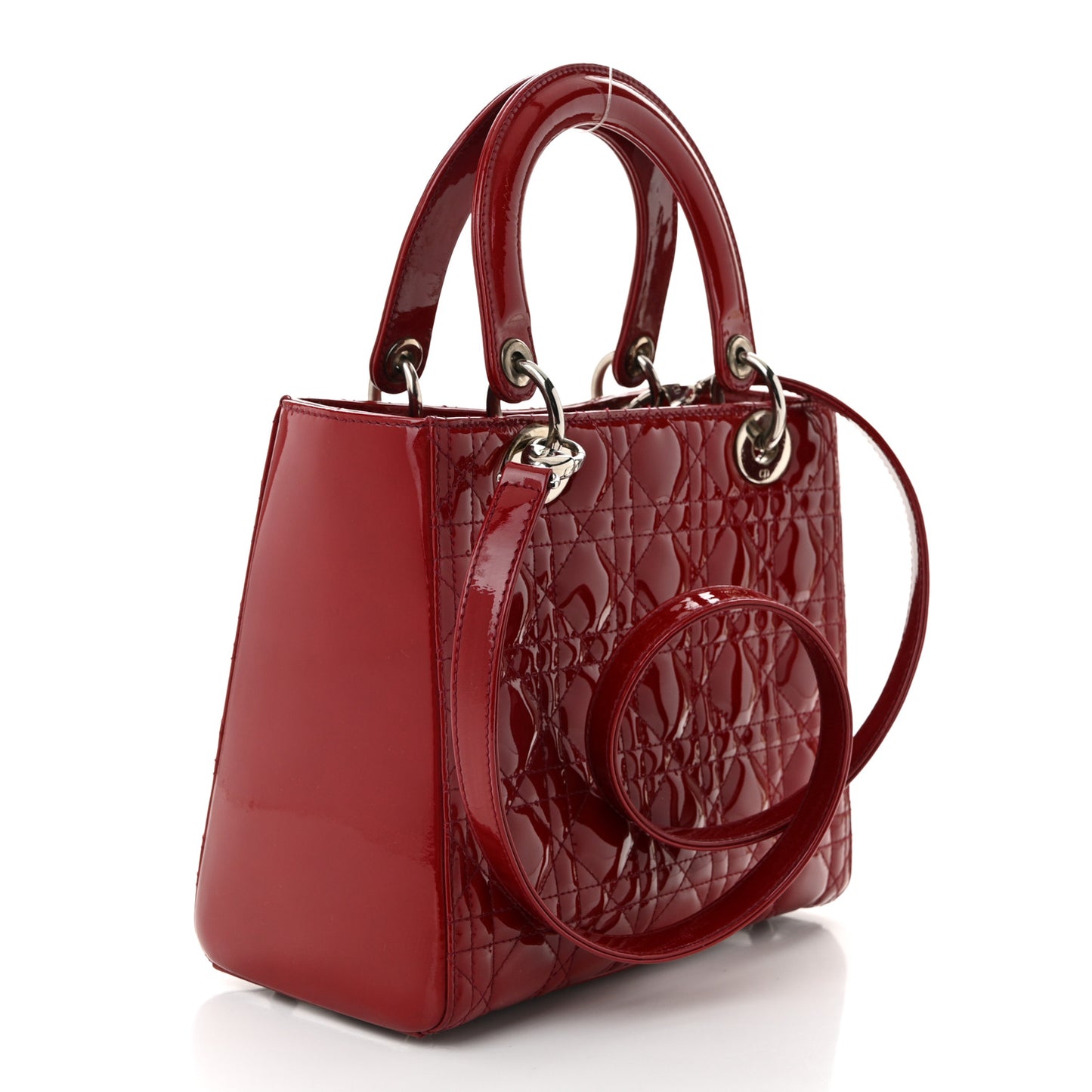 Patent Cannage Medium Lady Dior Red