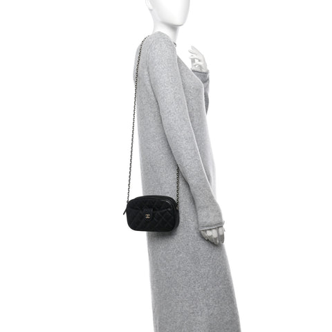 Caviar Quilted Chain Camera Bag Black