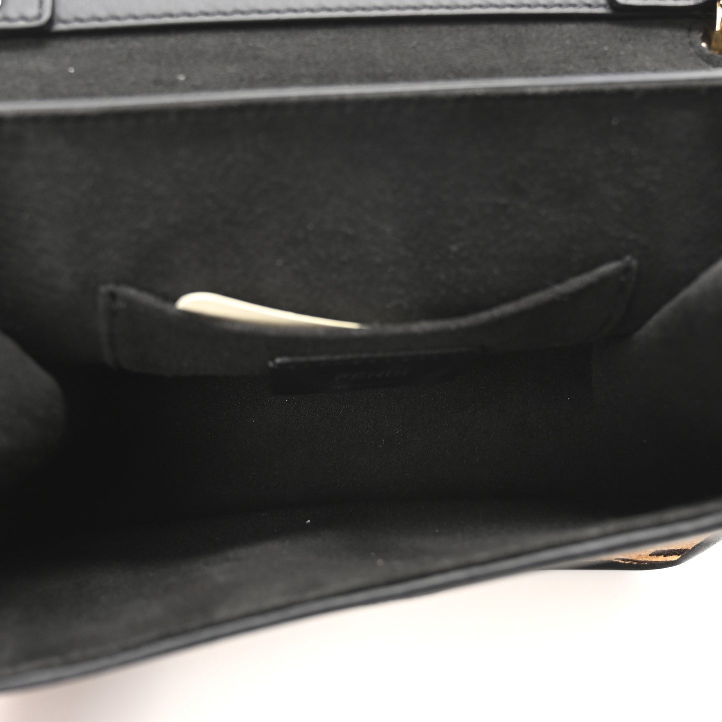Vitello Century Velvet F is Fendi FF Small Kan I Shoulder Bag Black Tobacco