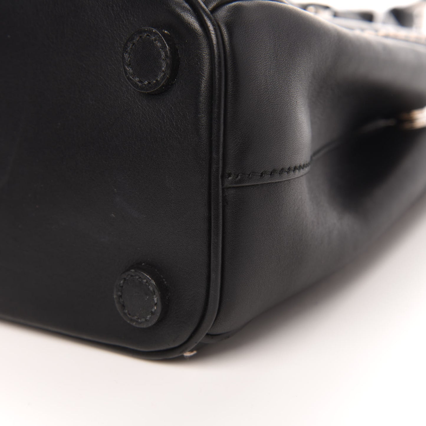 City Calf Mini Hand Stitched Galleria Double Zip Tote Black