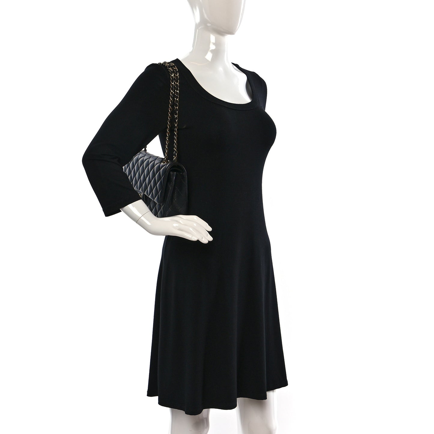 Caviar Quilted Medium Double Flap Black