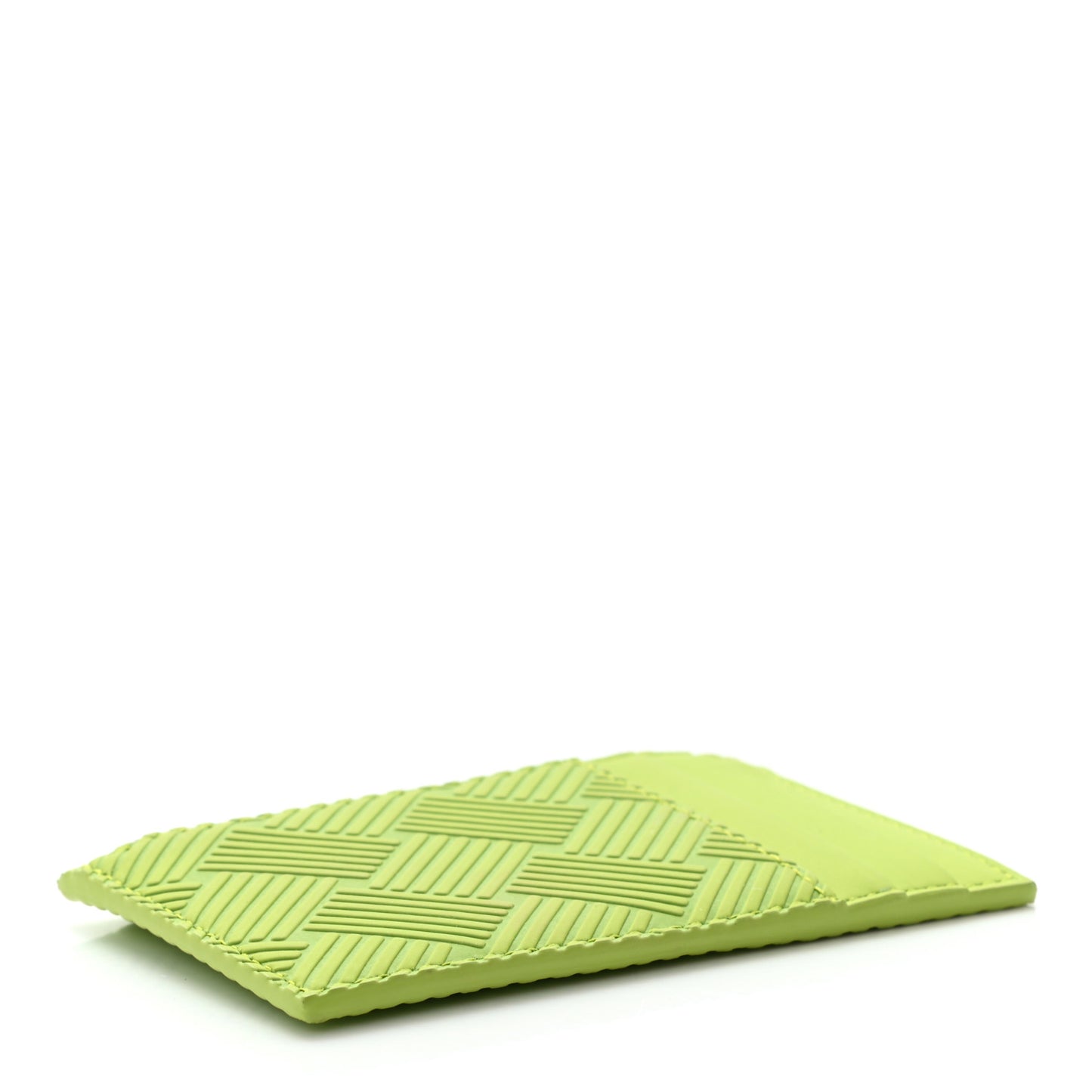 Nappa Embossed Intrecciato Zipped Card Case Kiwi