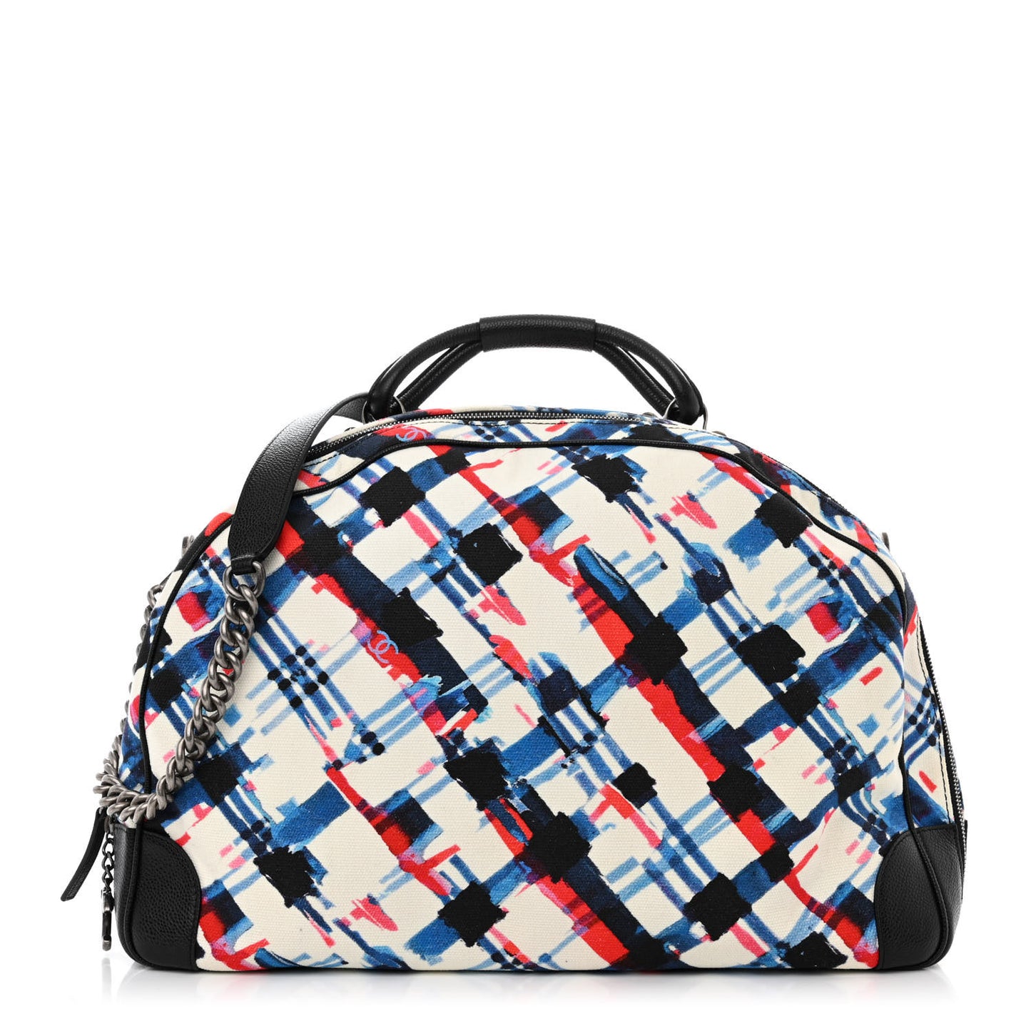 Caviar Printed Canvas Bowling Bag White Red Blue Black