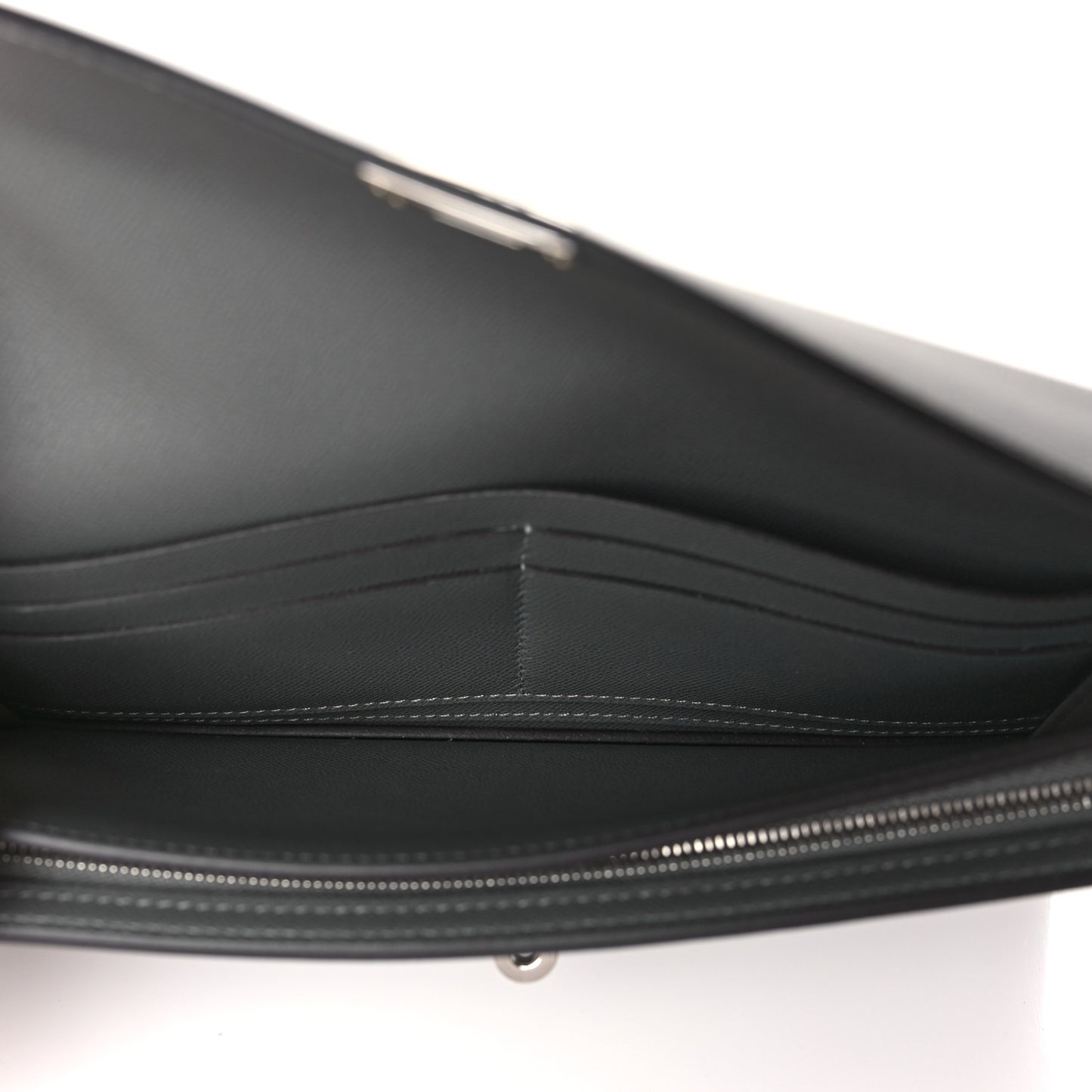 Madame Calfskin Kelly Pocket Long Wallet Gris Meyer