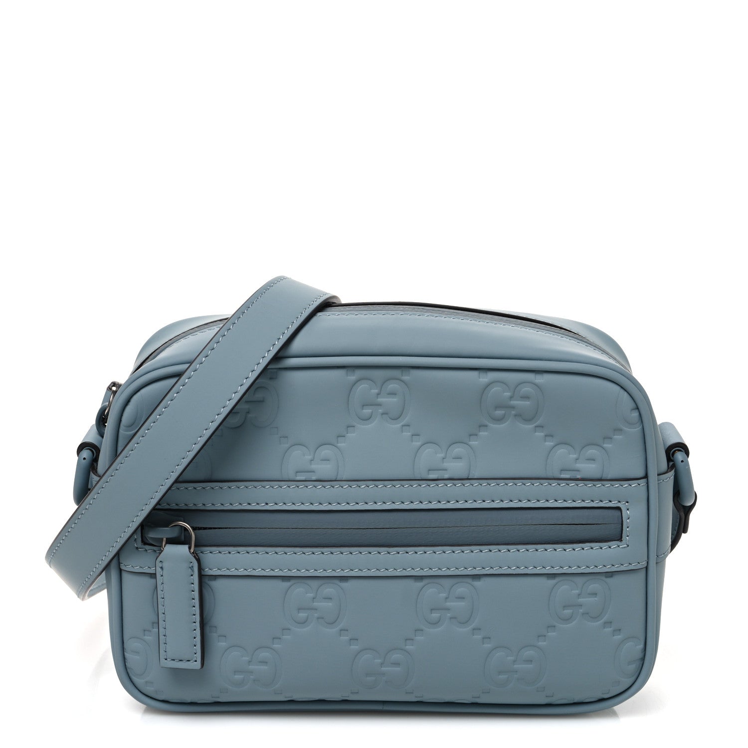 Gucci Rubber Effect Calfskin GG Mini Crossbody Bag Light Blue