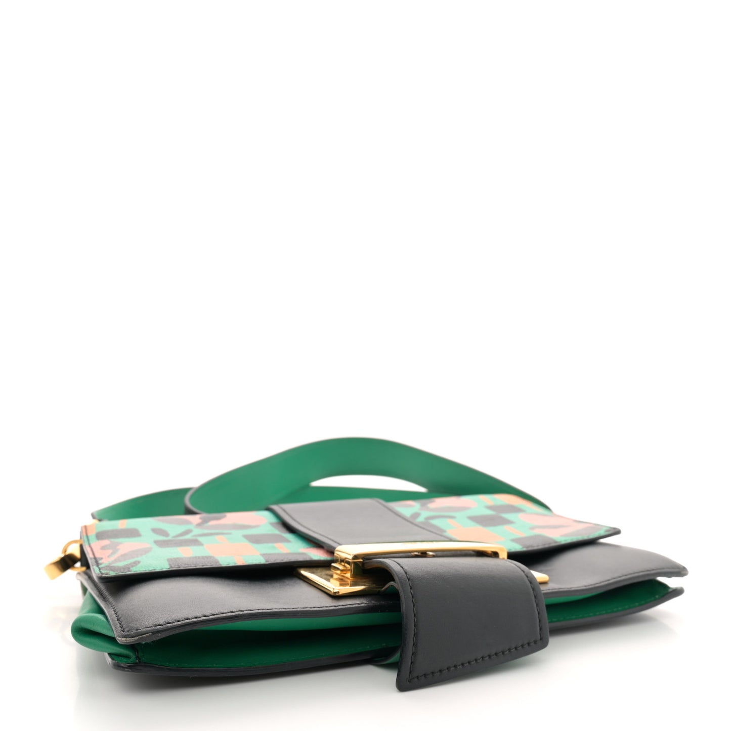 Madras Floral Print Ribbon Bag Mango Black