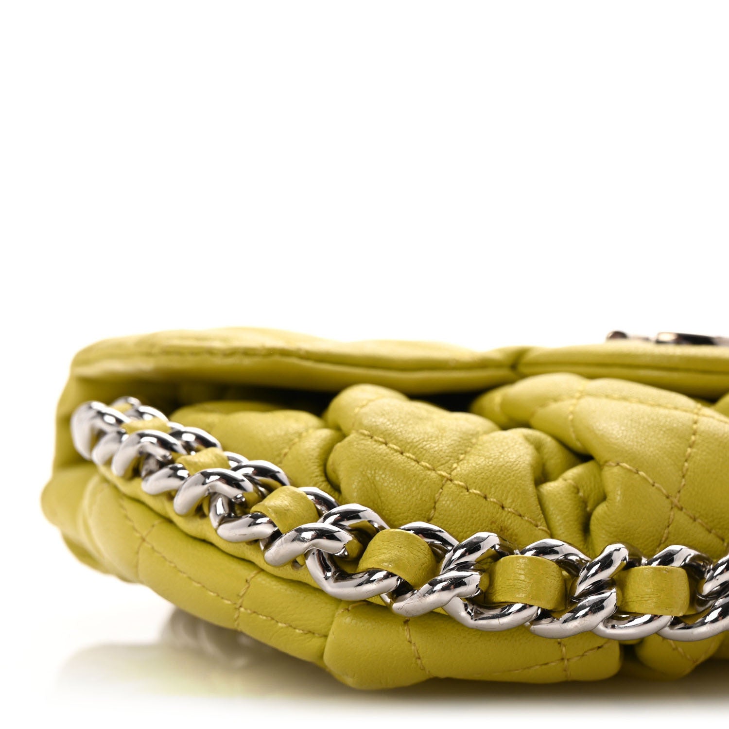 Chanel Washed Lambskin Quilted Mini Chain Around Flap Yellow 9 of 10