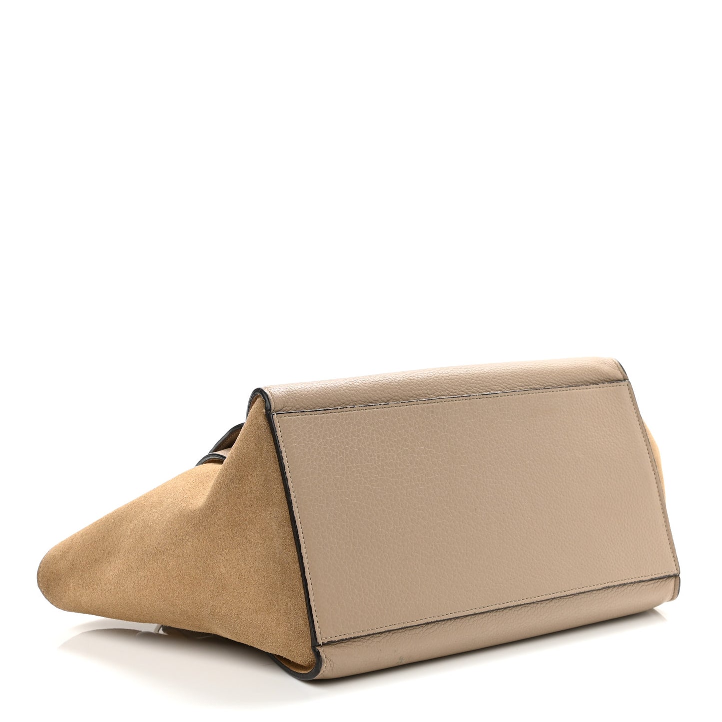 Drummed Calfskin Suede Small Trapeze Dune