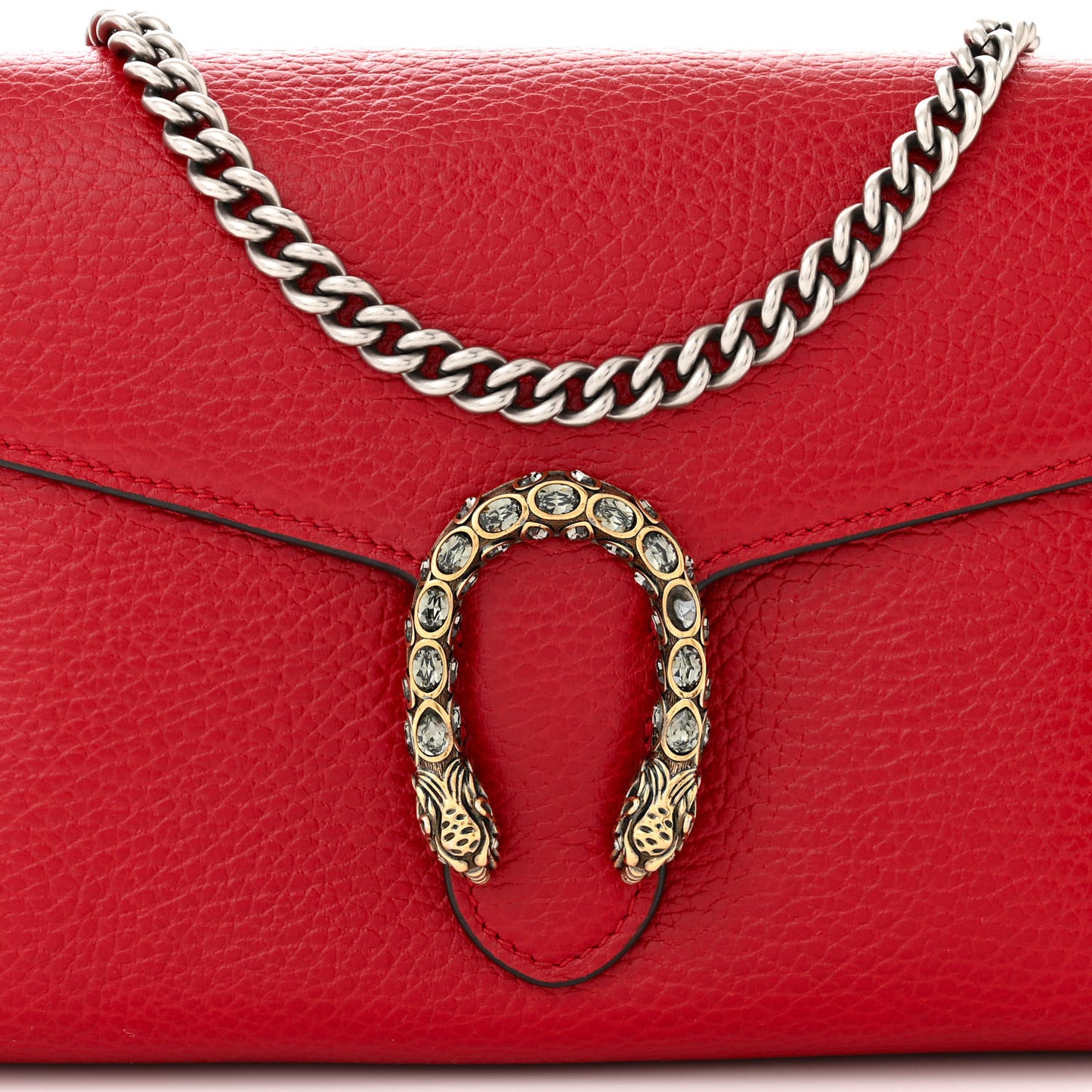 Calfskin Mini Dionysus Chain Wallet Hibiscus Red