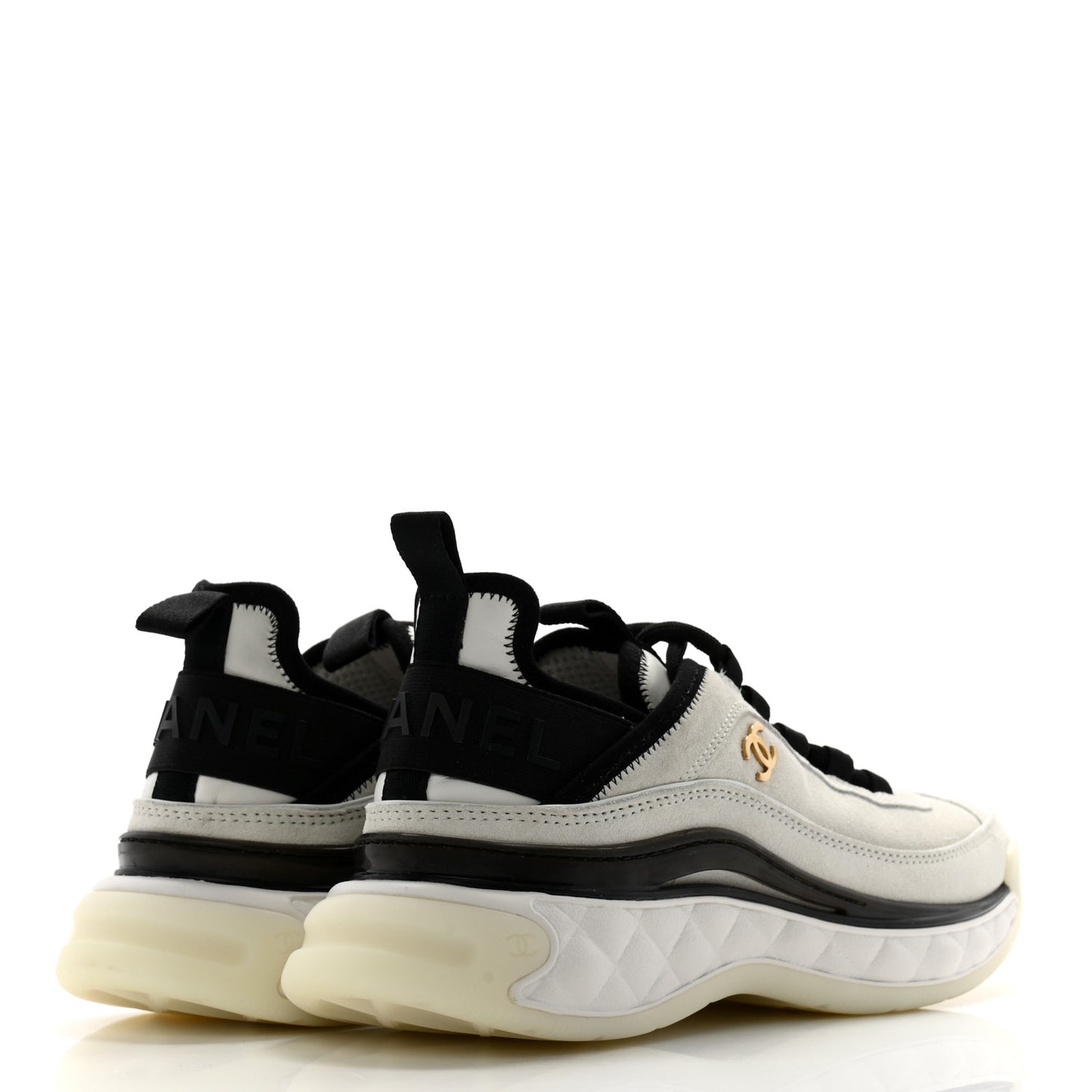 Suede Calfskin Nylon Grosgrain CC Sneakers 37.5 White