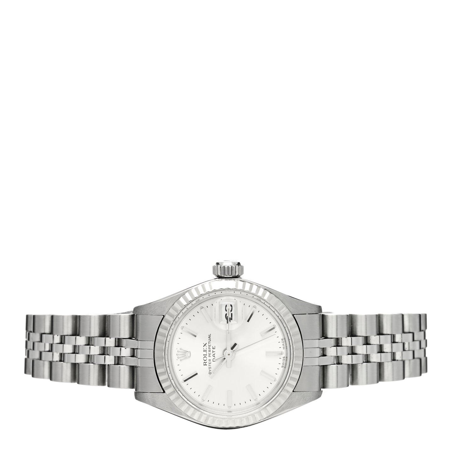 Stainless Steel 18K White Gold 26mm Oyster Perpetual Date Watch Silver 6917