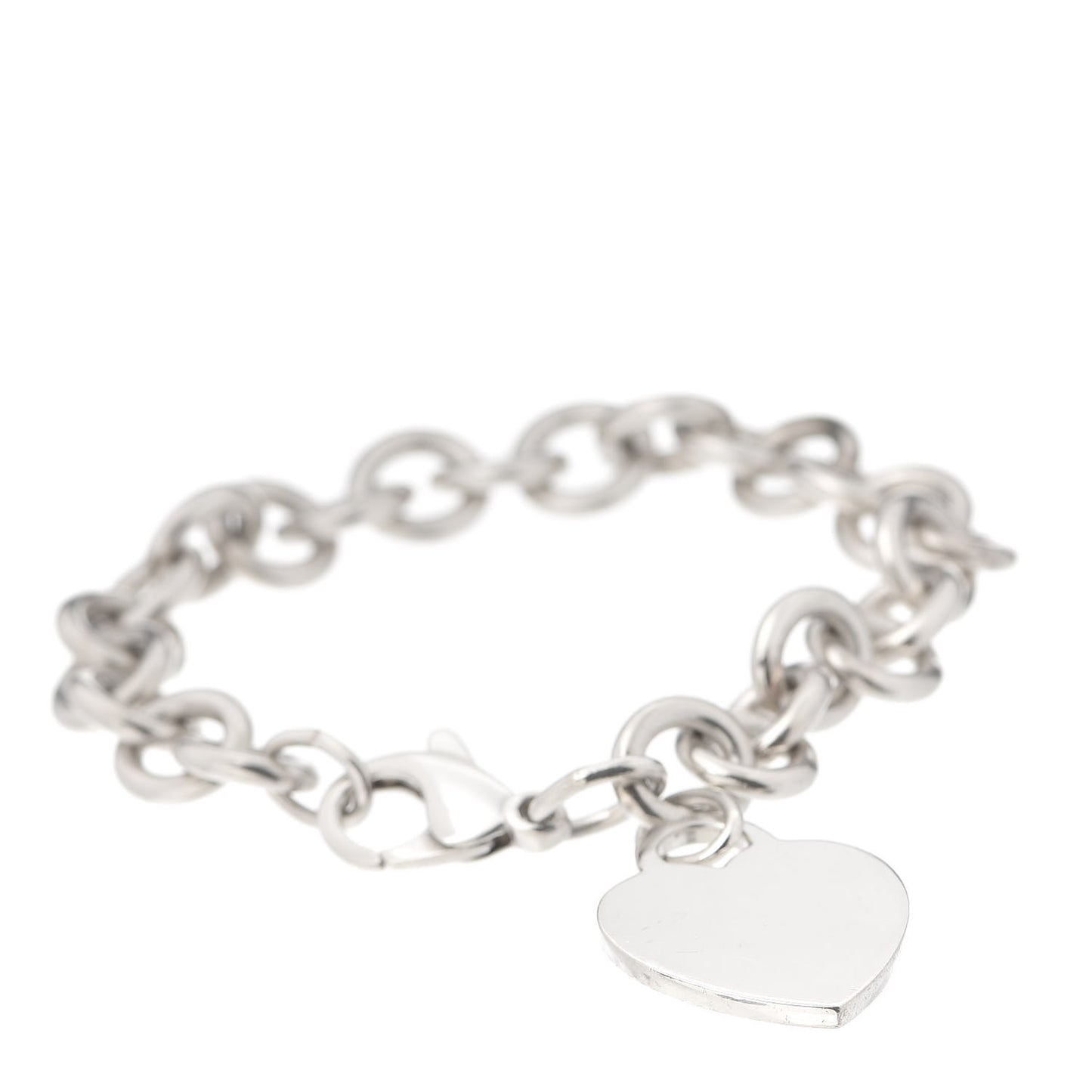 Sterling Silver Heart Tag Charm Bracelet