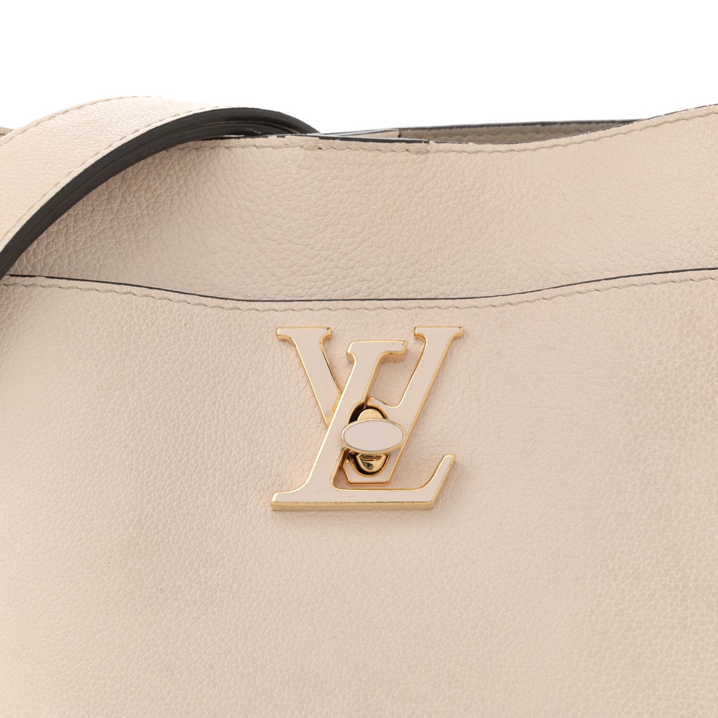 Grained Calfskin Lock and Walk Bucket Quartz