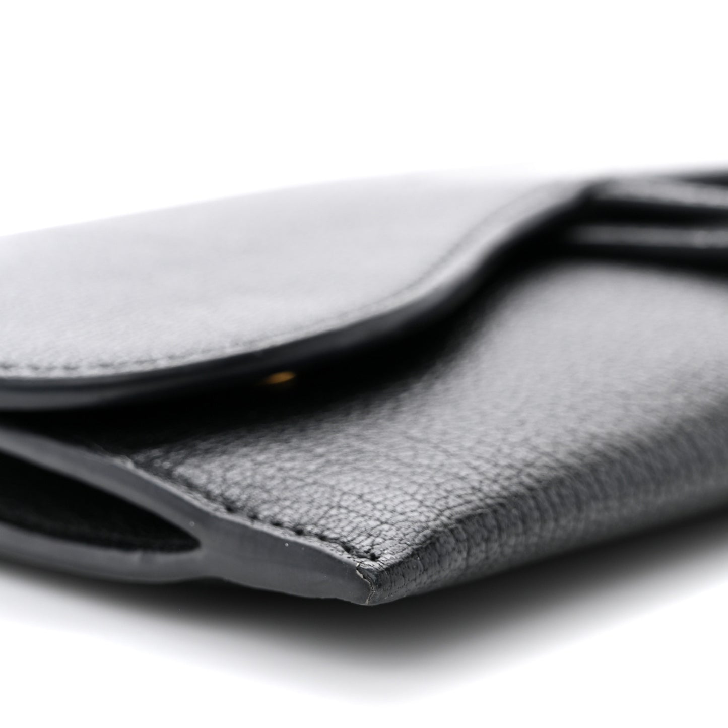Goatskin Saddle Long Wallet With Chain Black