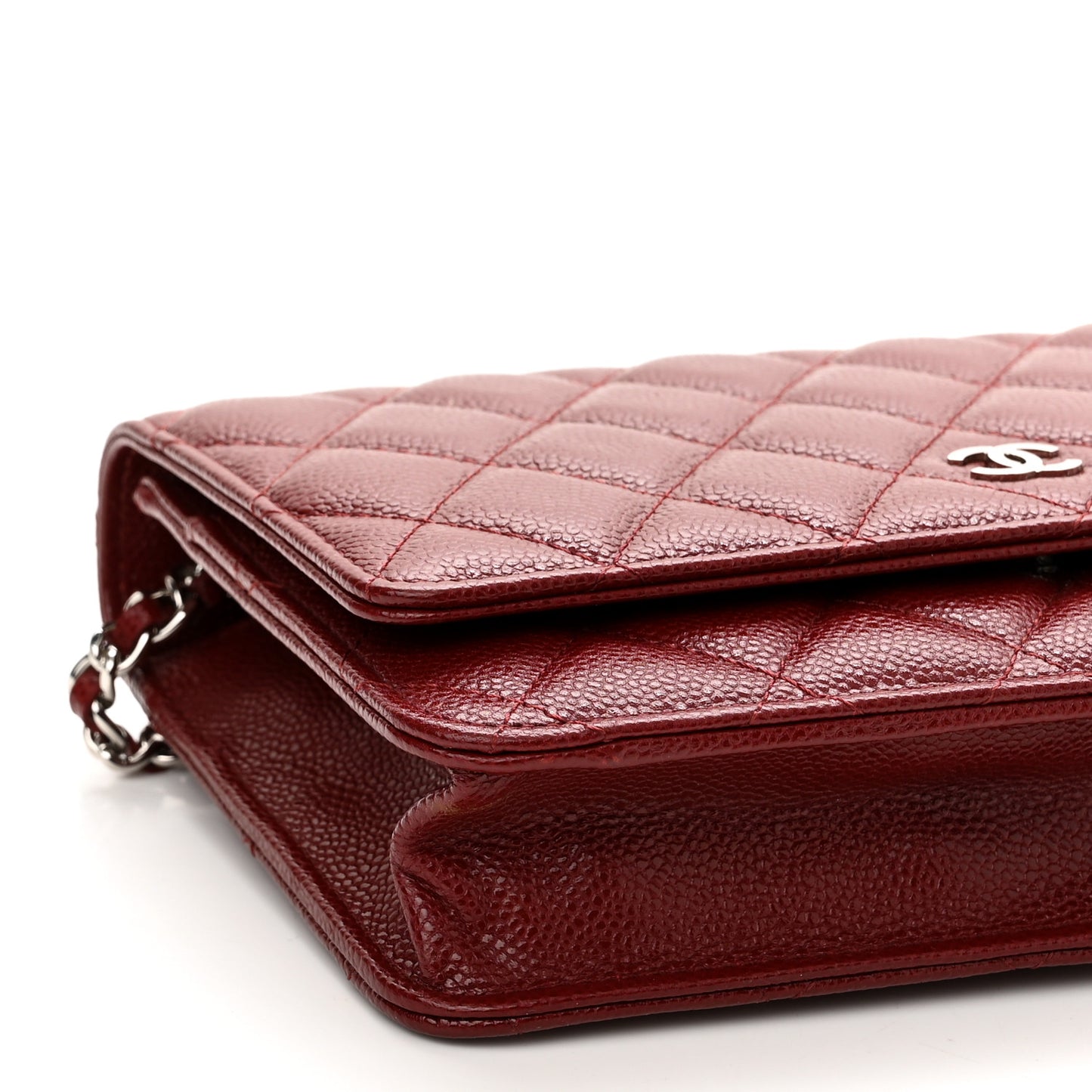 Caviar Quilted Wallet on Chain WOC Burgundy