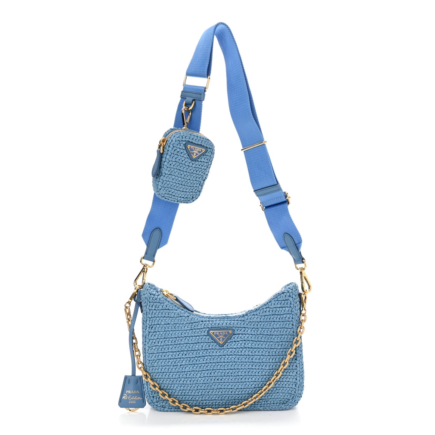 Yarn Raffia Effect Crochet Re-Edition 2005 Shoulder Bag Celeste