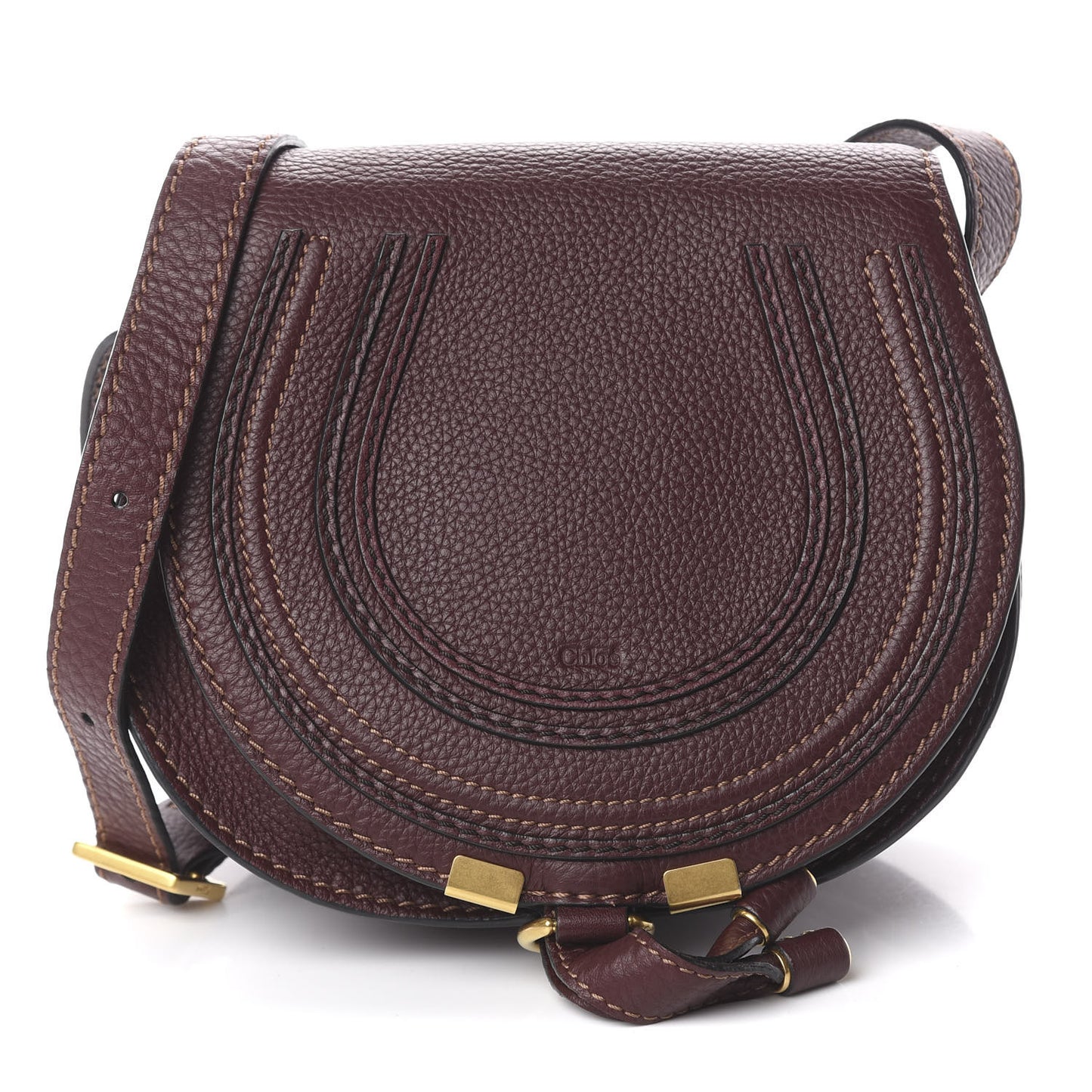 Calfskin Mini Marcie Round Crossbody Bag Dark Velvet