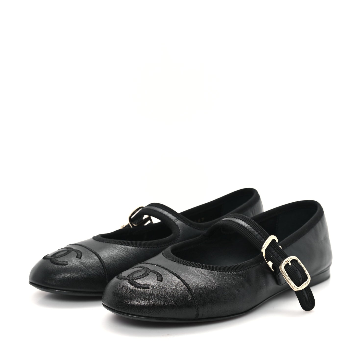 Lambskin Mary Jane Flats 35 Black