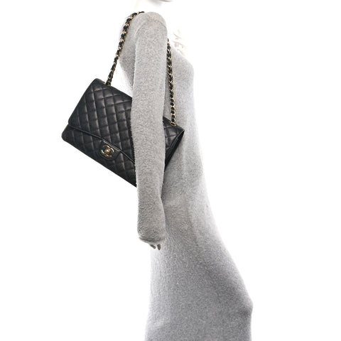 Caviar Quilted Maxi Double Flap Black