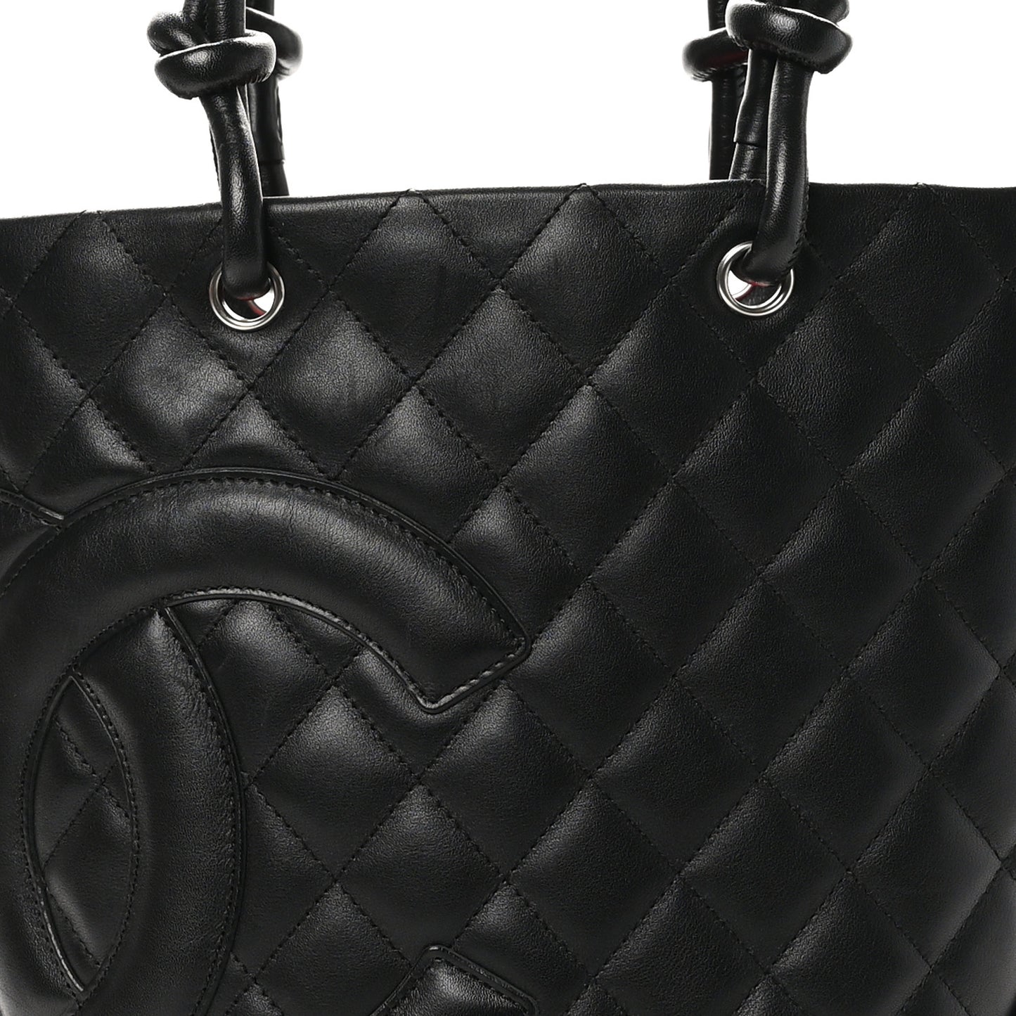 Calfskin Quilted Medium Cambon Tote Black