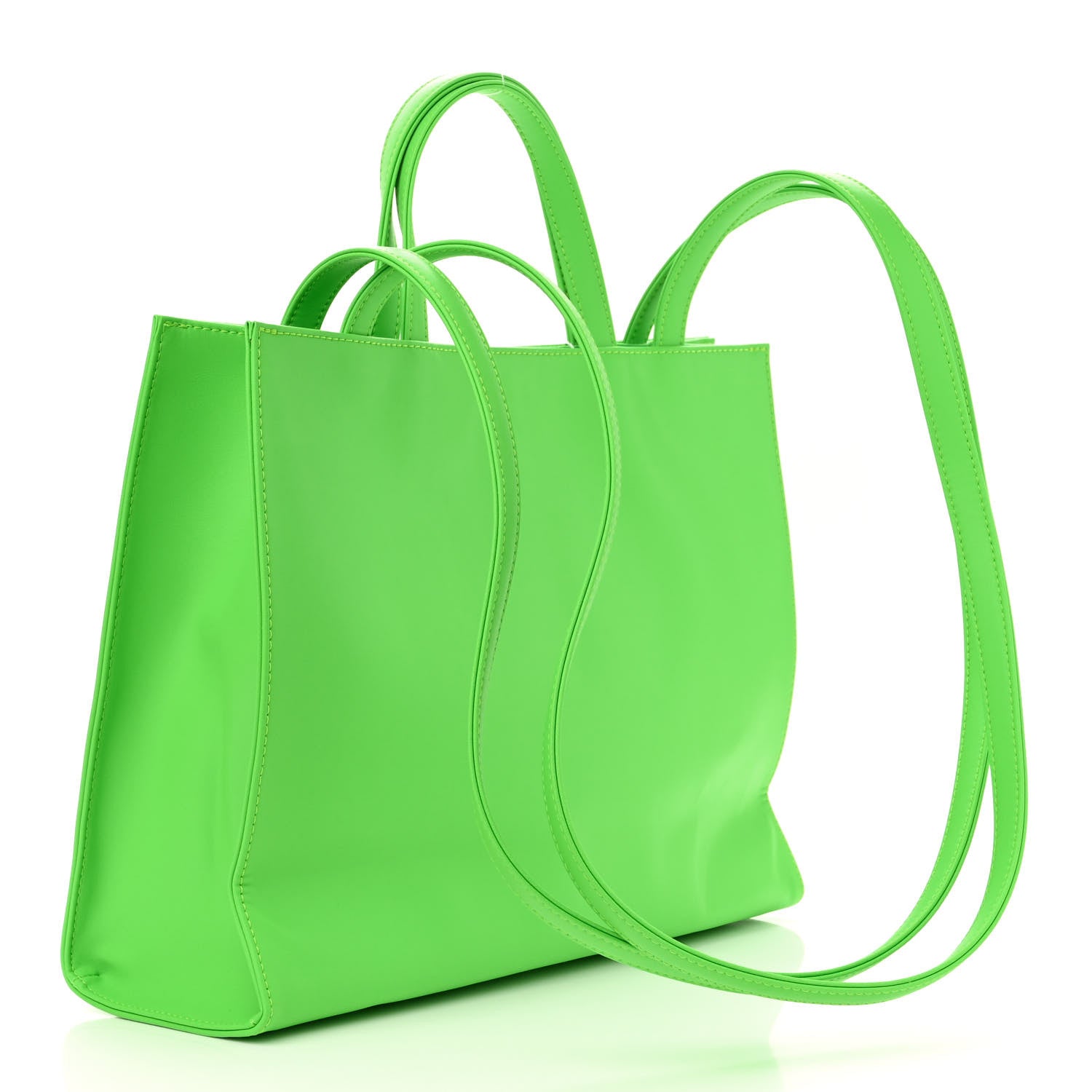 Telfar Vegan Leather Medium Shopping Bag Highlighter Green 3 of 10