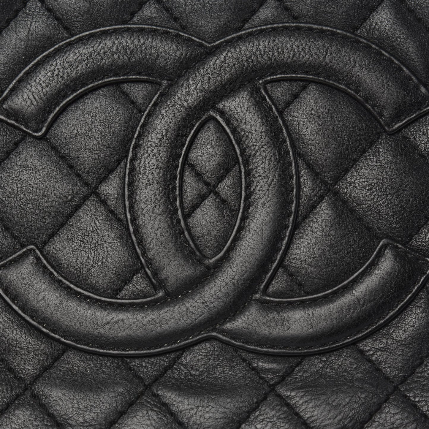 Calfskin Quilted Grand Shopping Tote GST Black