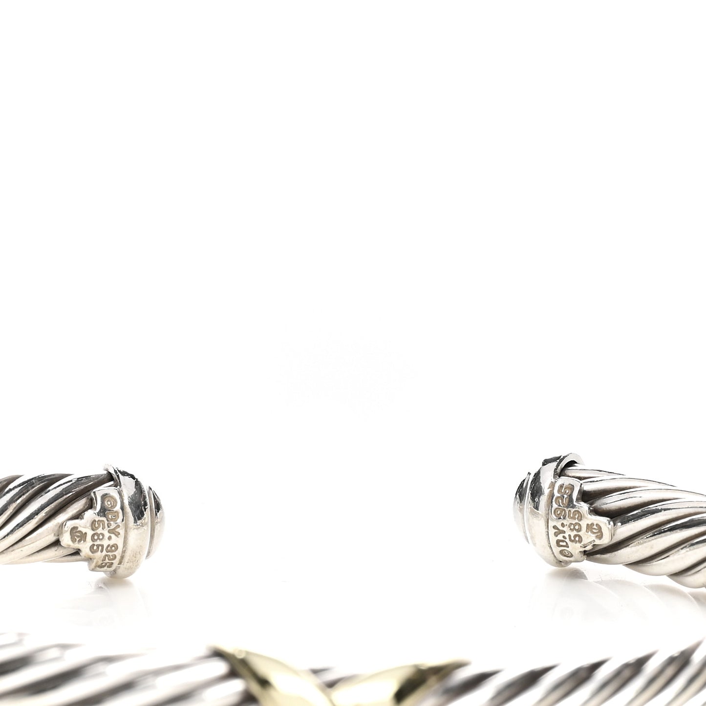 Sterling Silver 14K Yellow Gold 7mm X Station Cable Bracelet