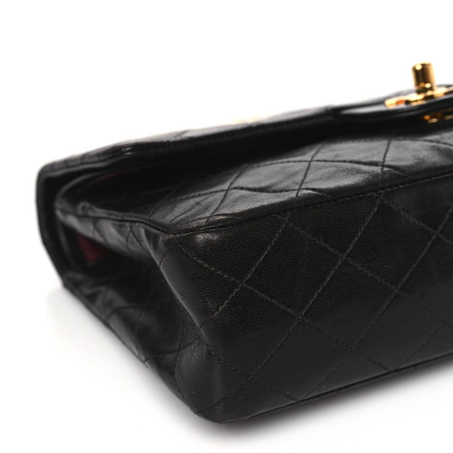 Lambskin Quilted Medium Double Flap Black