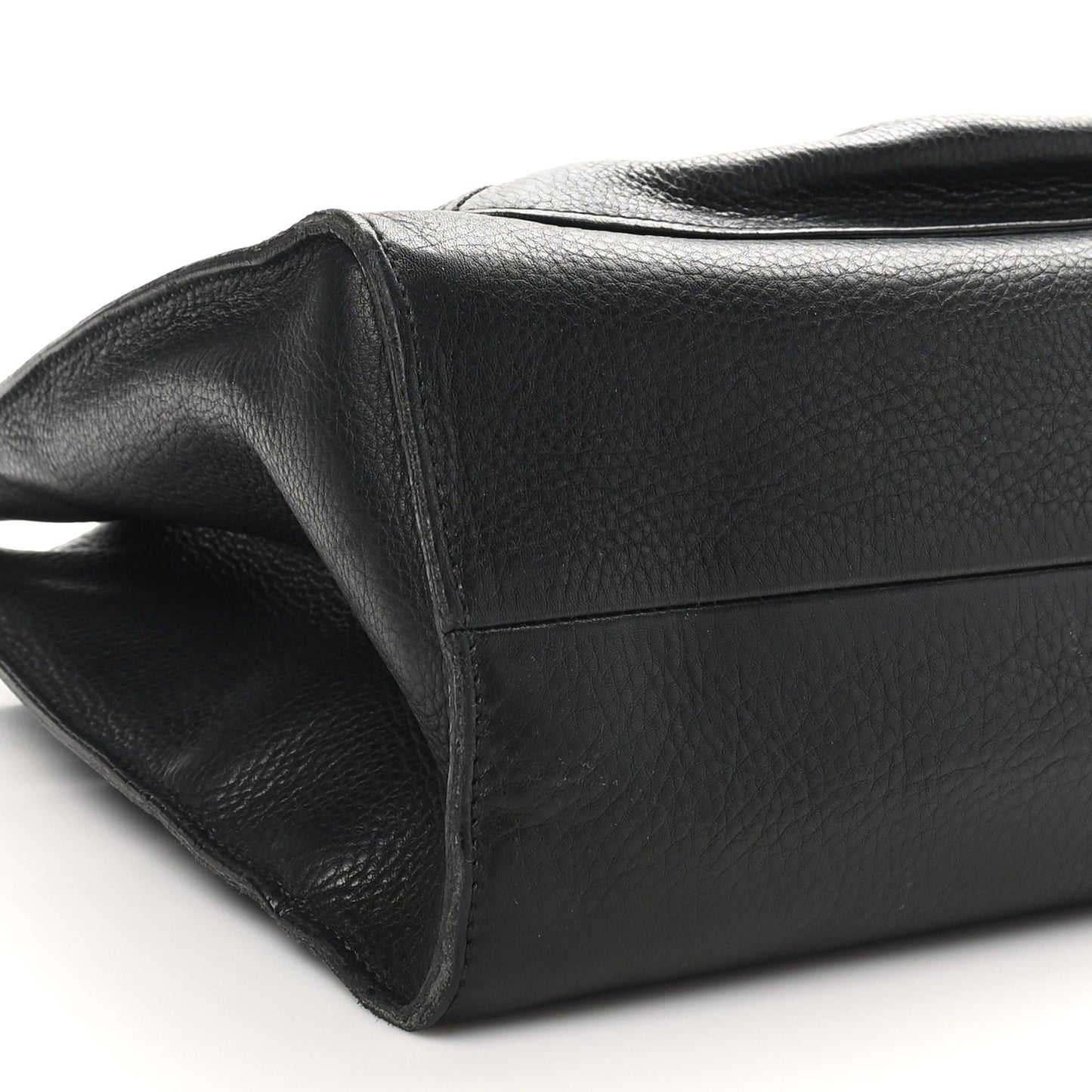 Calfskin Bamboo Handle Tote Black