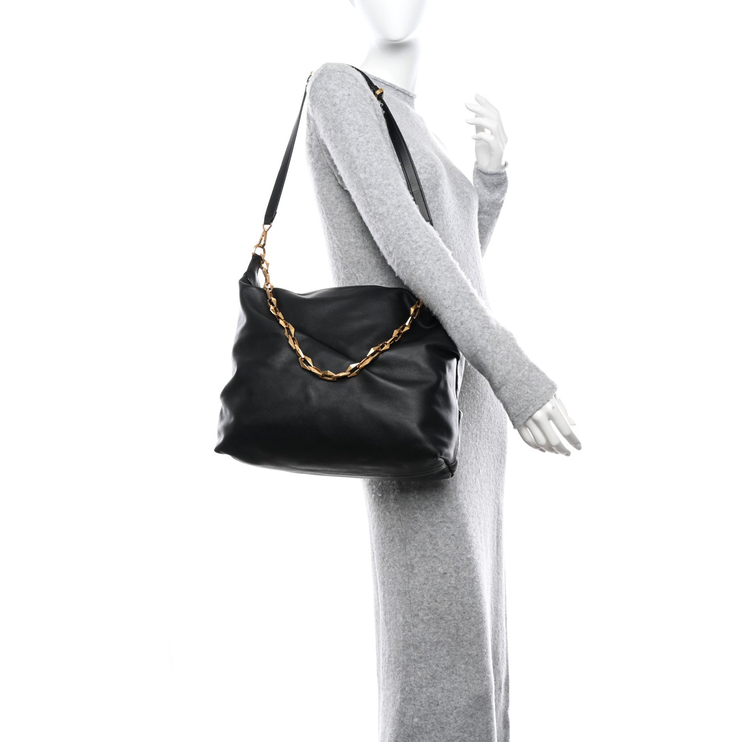 Soft Calfskin Medium Diamond Hobo Black