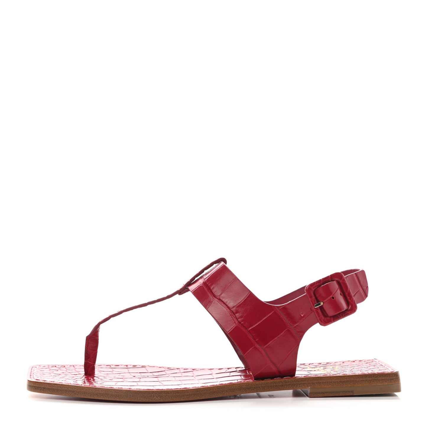 Calfskin Alligator Embossed Cubongo Flat Sandals 37.5 Persan