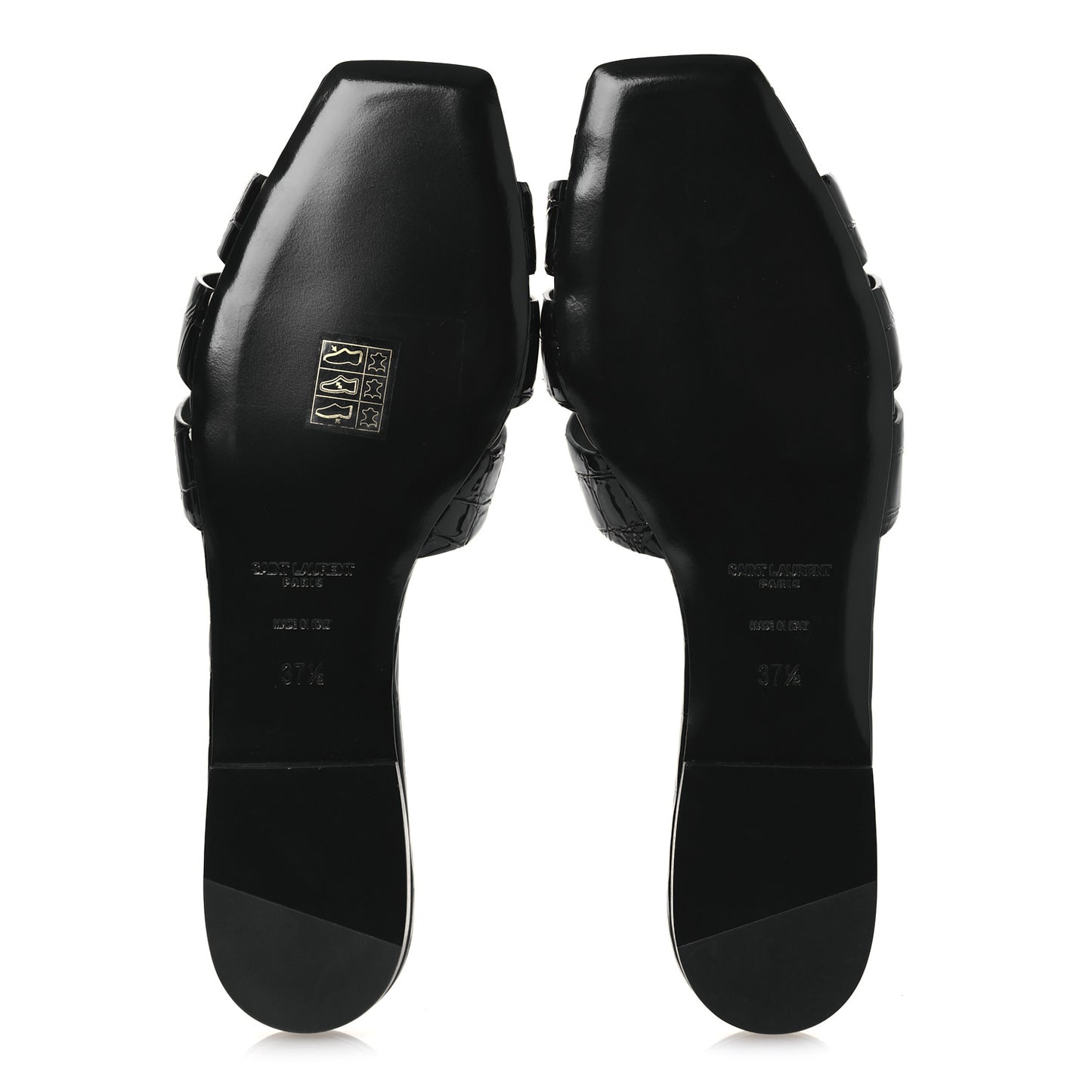 Patent Croc Embossed Tribute 05 Slide Sandals 37.5 Black