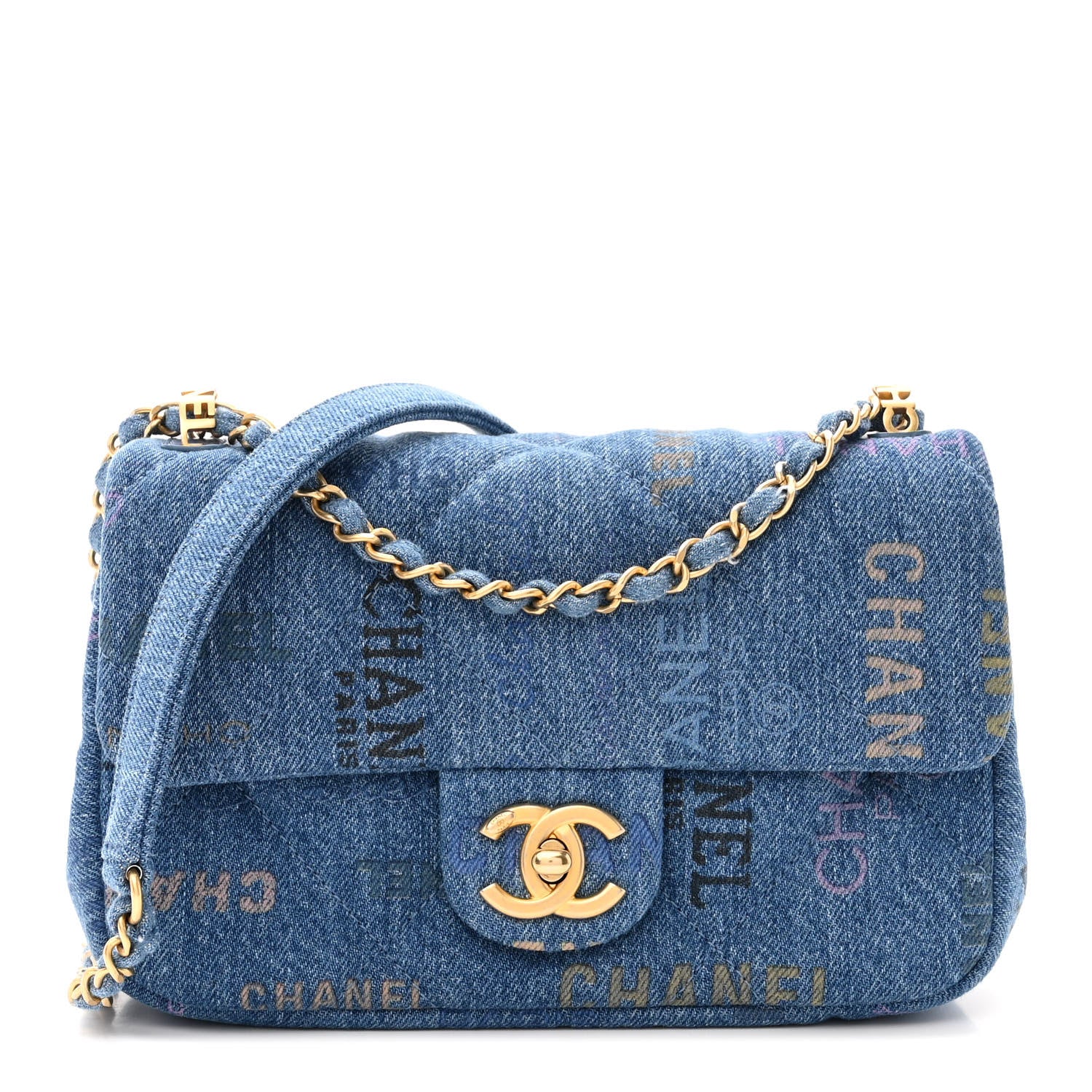 Chanel Denim Quilted Mini Denim Mood Rectangular Flap Blue Multicolor 1 of 11