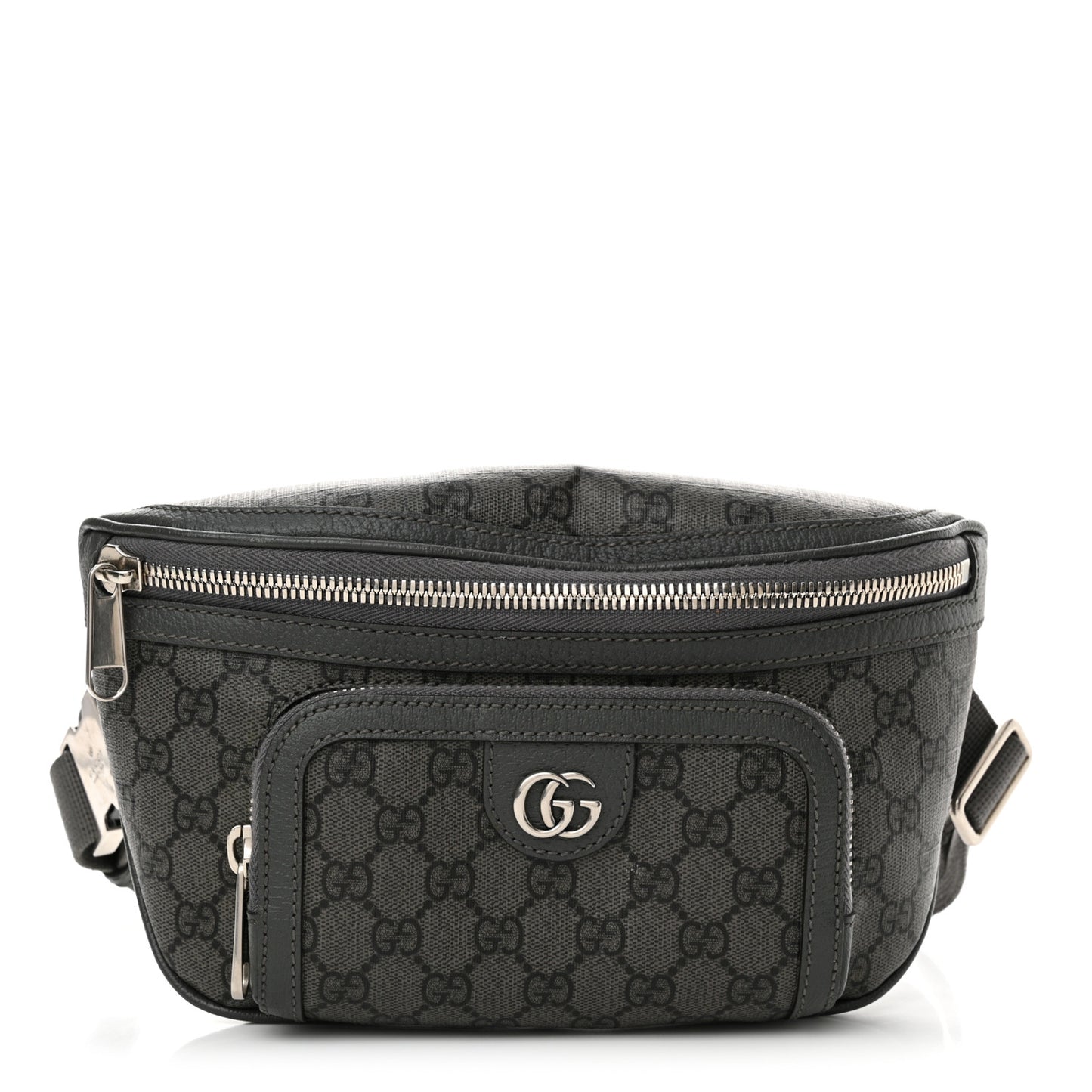 GG Supreme Monogram Textured Dollar Calfskin Ophidia Belt Bag Grey Black Graphite Grey