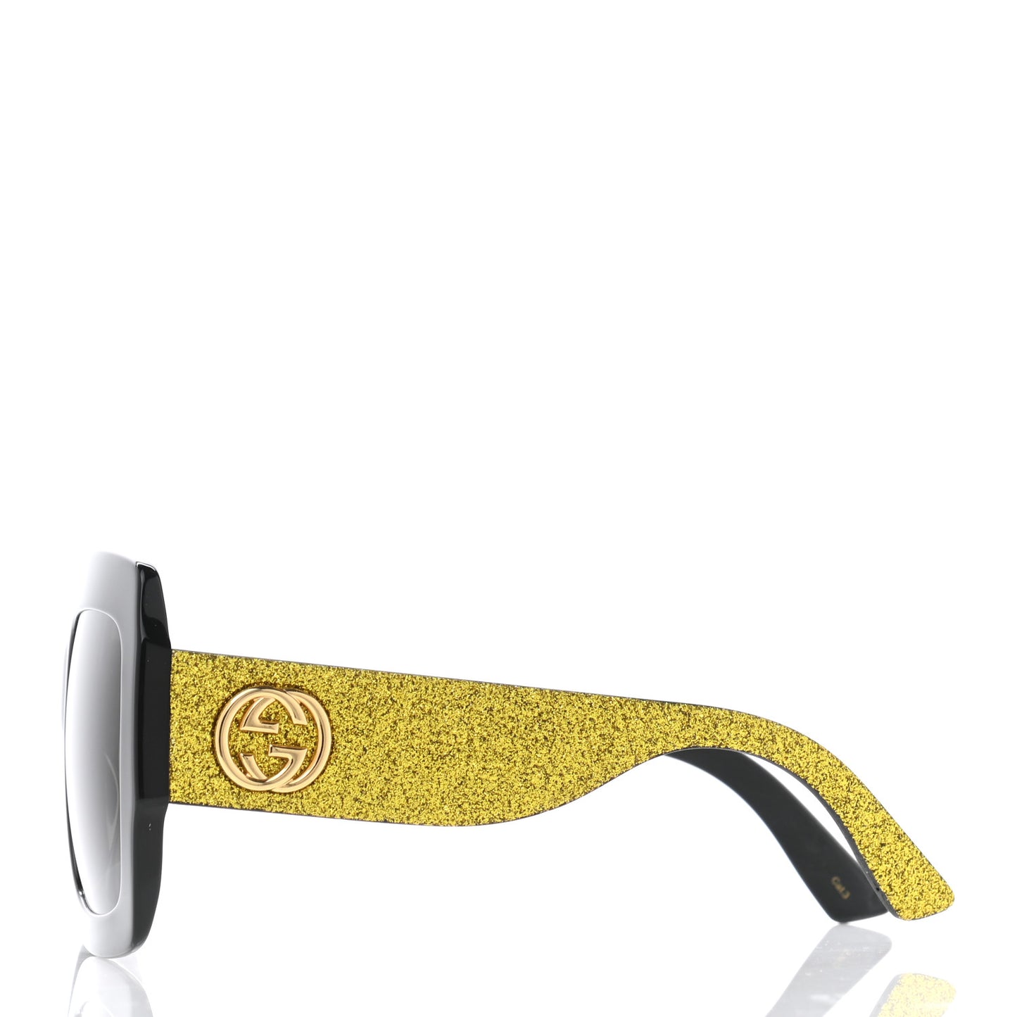 Square Frame GG0102S Sunglasses Glitter Gold