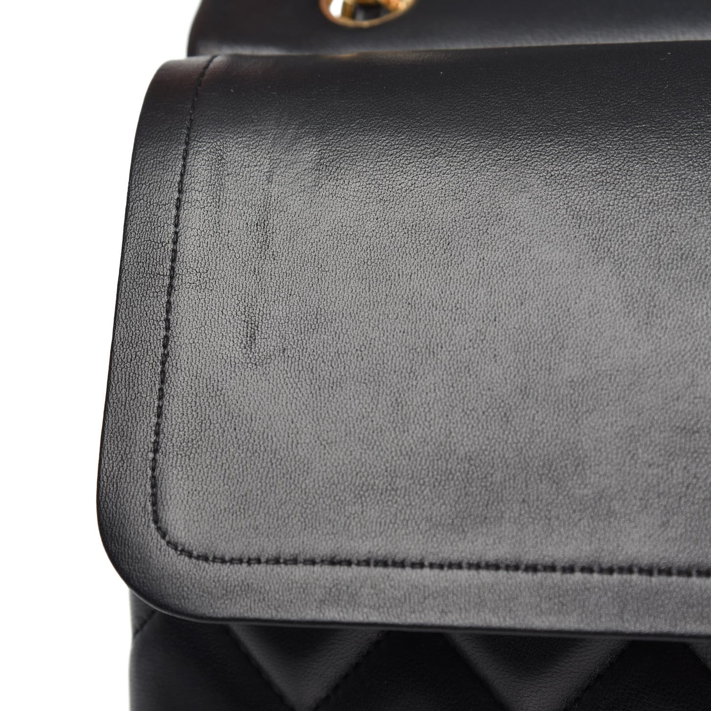 Lambskin Quilted Jumbo Double Flap Black