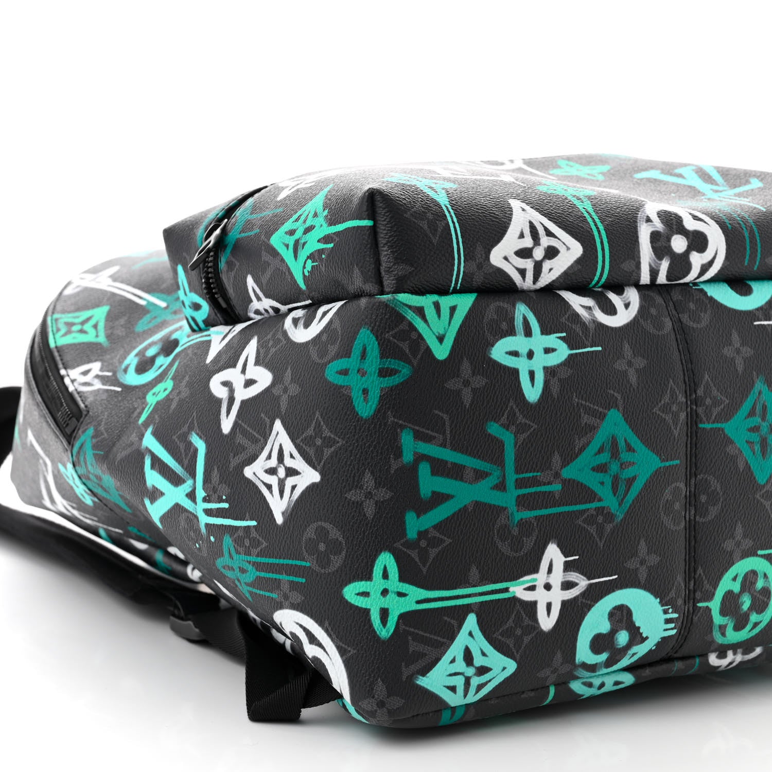 Louis Vuitton Monogram Eclipse LV Graffiti Discovery Backpack Green Lights 8 of 10