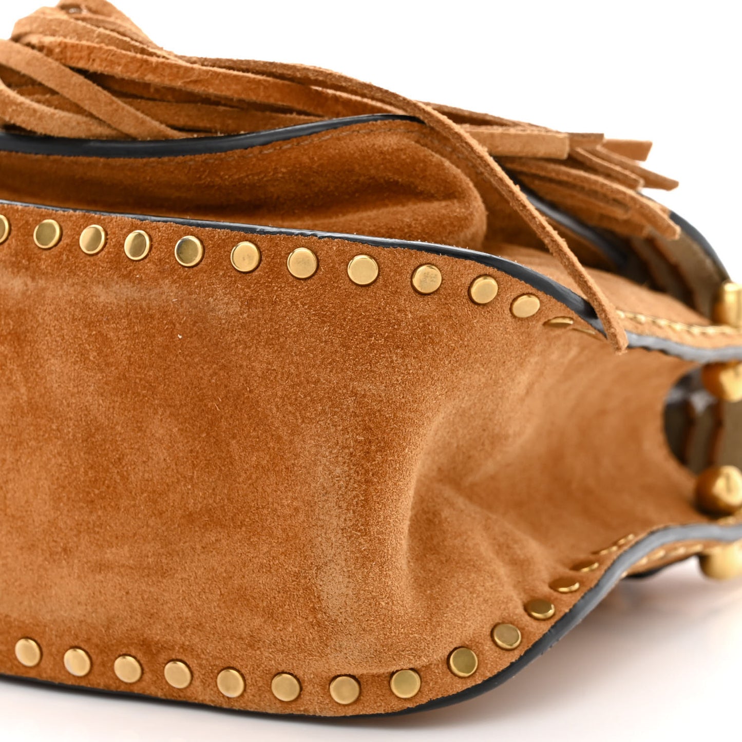 Suede Calfskin Braided Mini Hudson Shoulder Bag Caramel