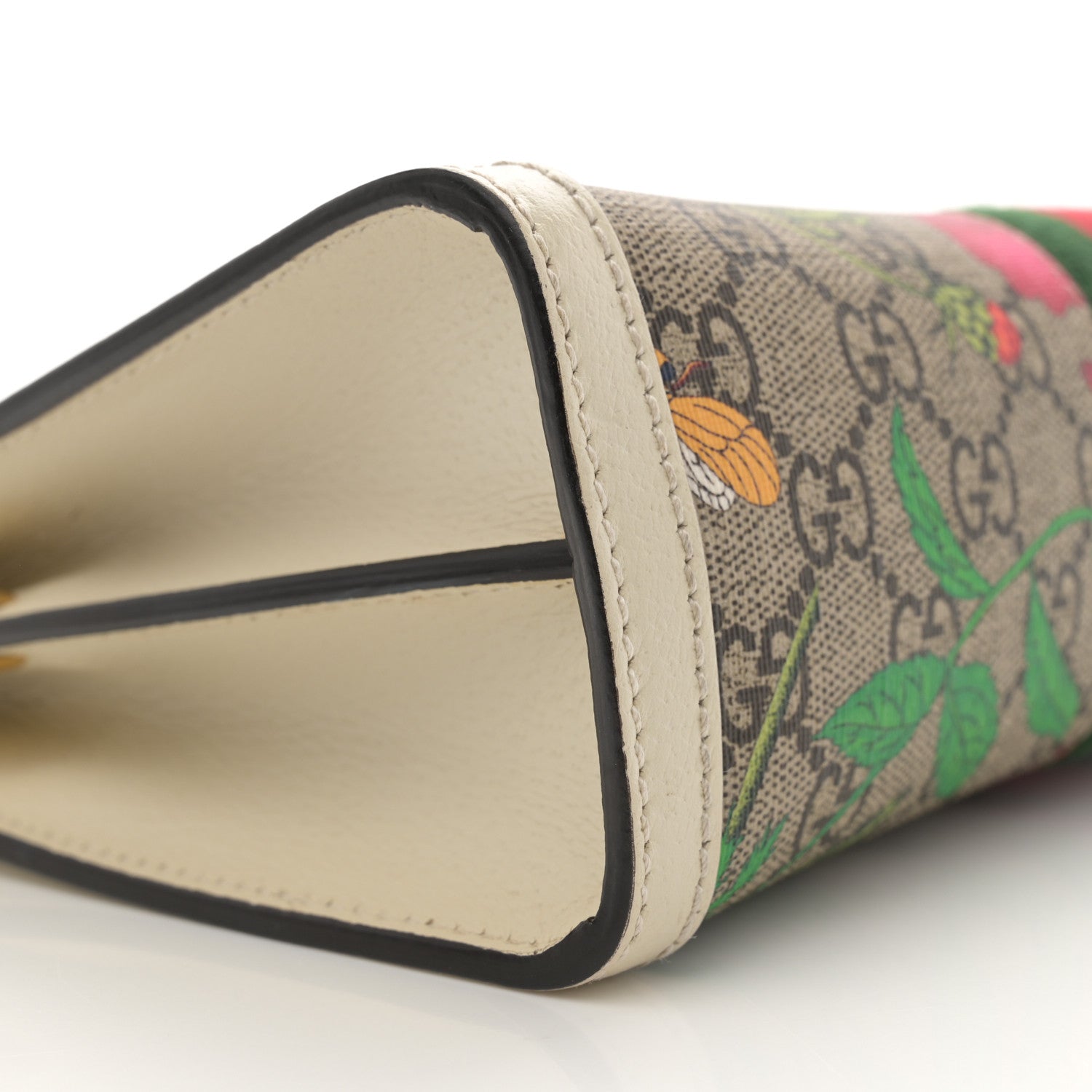 Gucci GG Supreme Monogram Flora Web Small Ophidia Chain Shoulder Bag White 9 of 12