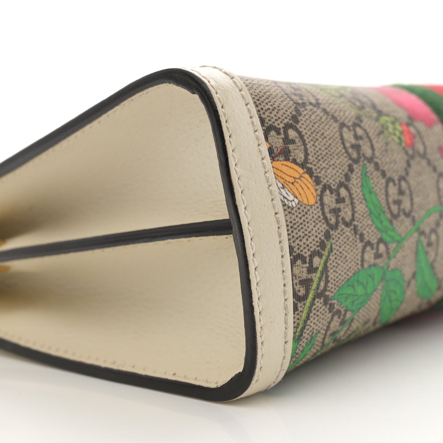 GG Supreme Monogram Flora Web Small Ophidia Chain Shoulder Bag White