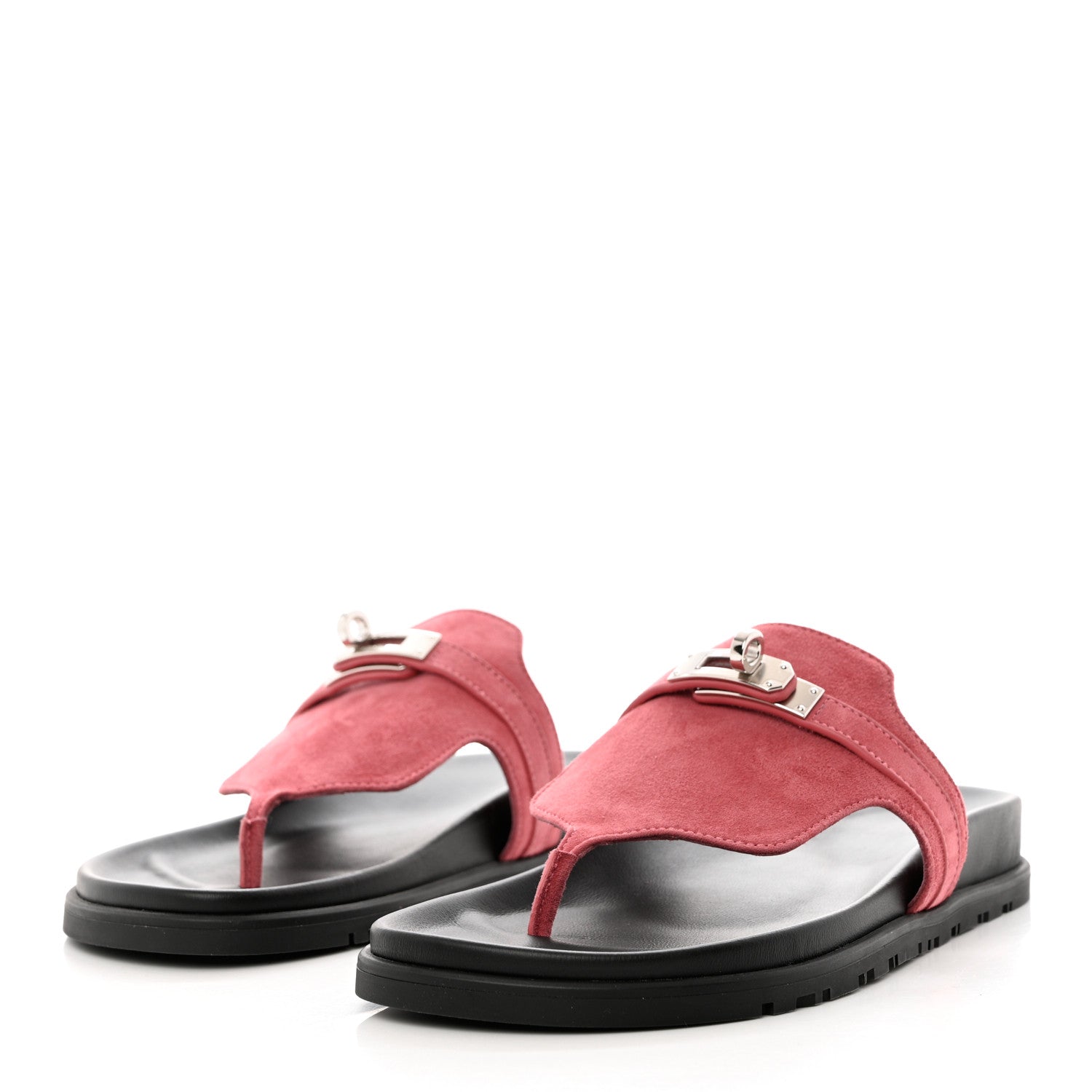 Hermes Suede Goatskin Womens Empire Sandals 37 Rose Aphrodite 3 of 10